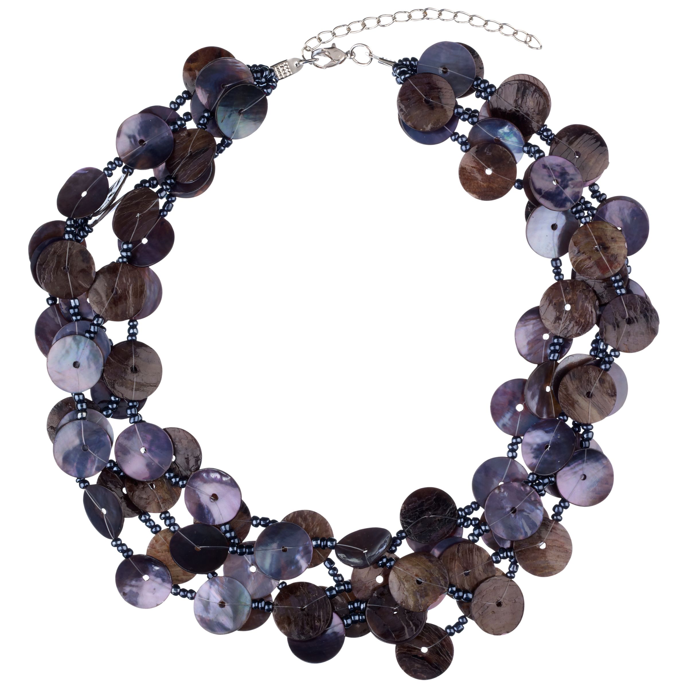 John Lewis Women 5 Strand Shell Beaded Necklace, Grey