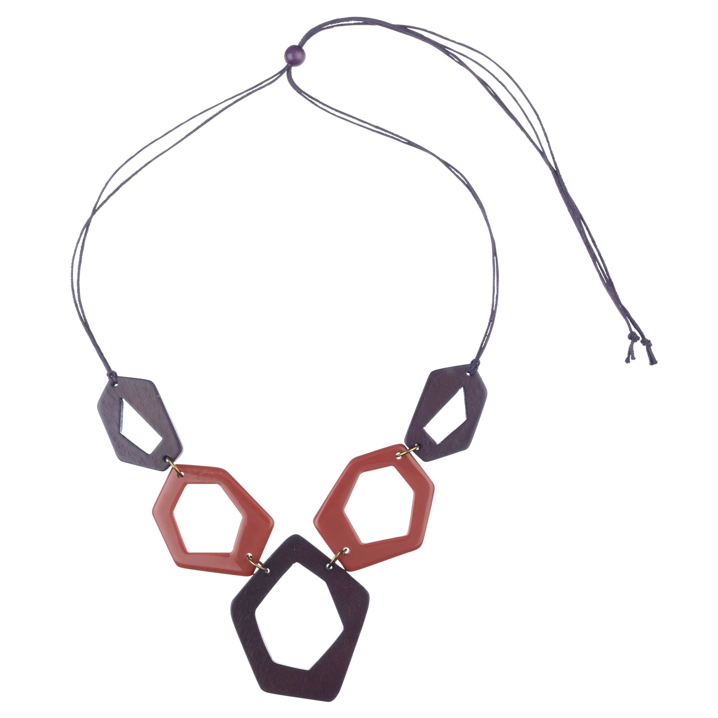 John Lewis Women Open Hexagon Shape Fashion Necklace, Purple