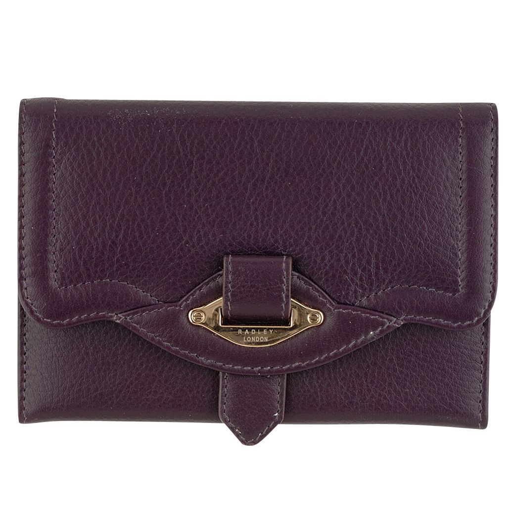 Radley Cheadle Leather Strap Detail Flapover Purse Purple