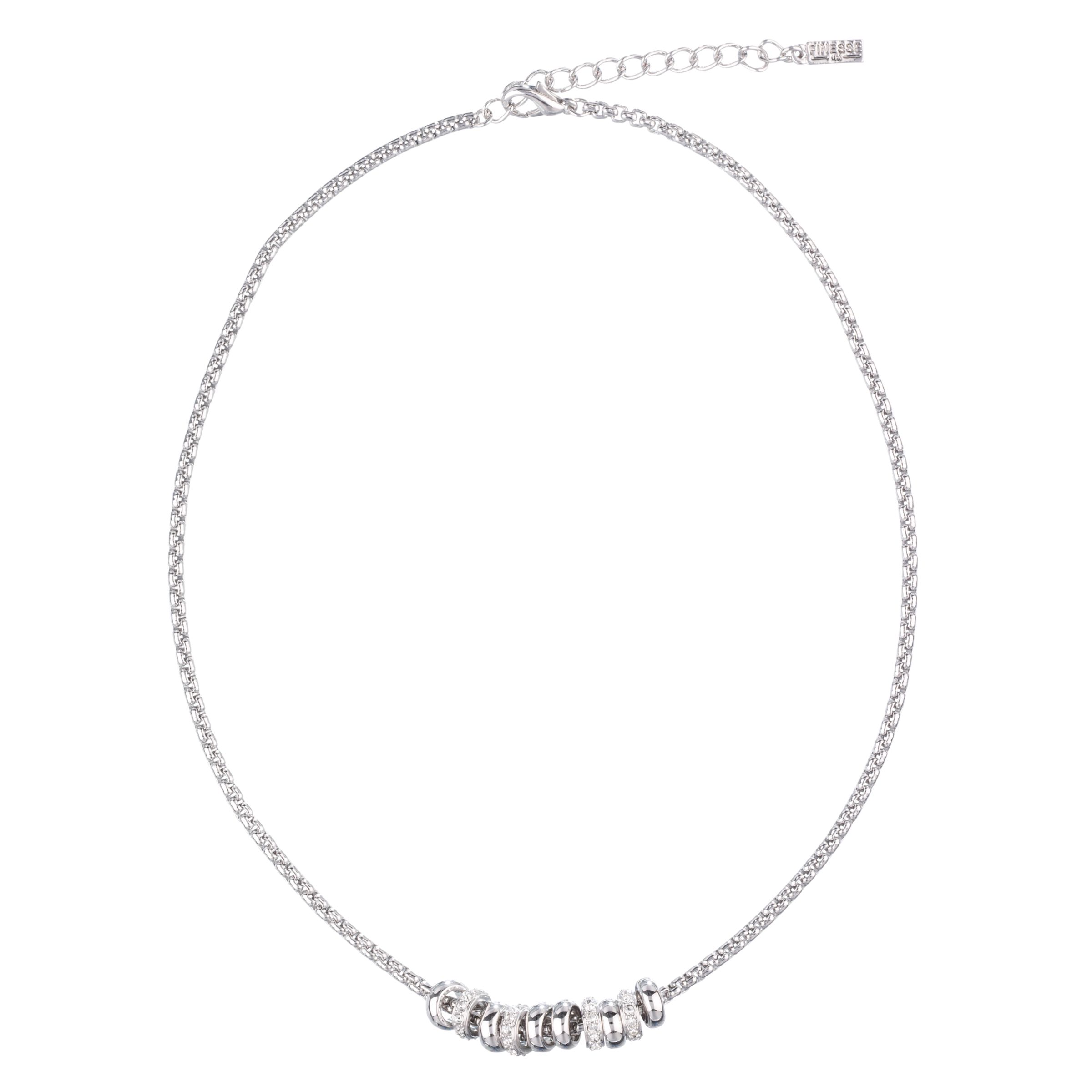 Finesse Rhodium Plated Crystal Ring Necklace