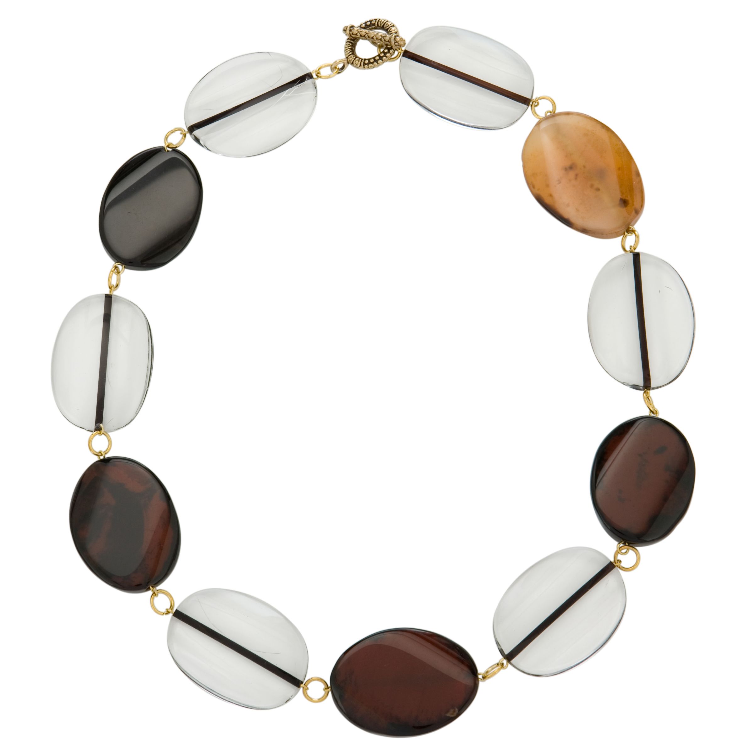 John Lewis Oval Acrylic Bead Necklace, Brown