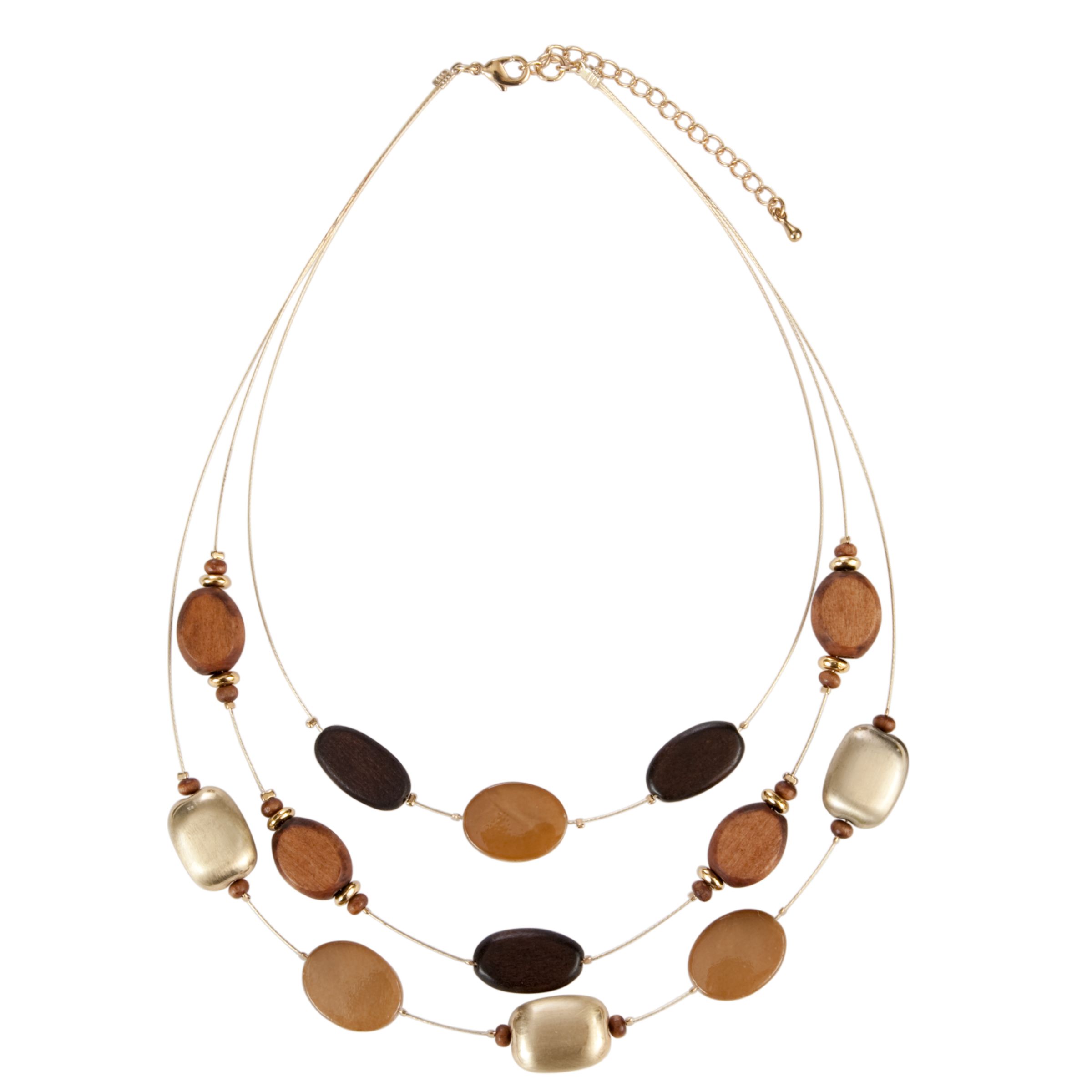 John Lewis Nordic Illusion Strand Necklace, Brown/Gold