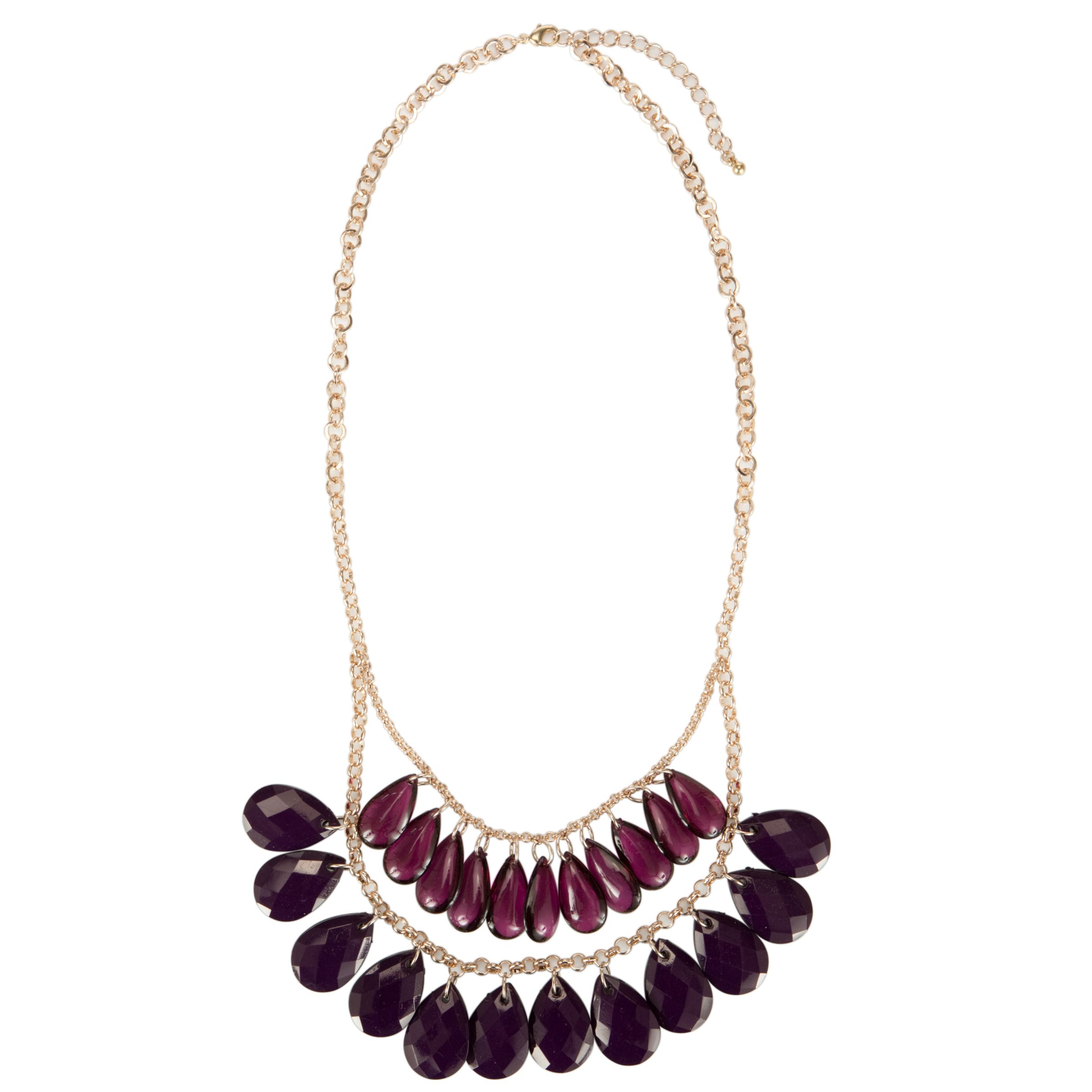 John Lewis Women Purple Double Lay Facet Bead Necklace, Purple