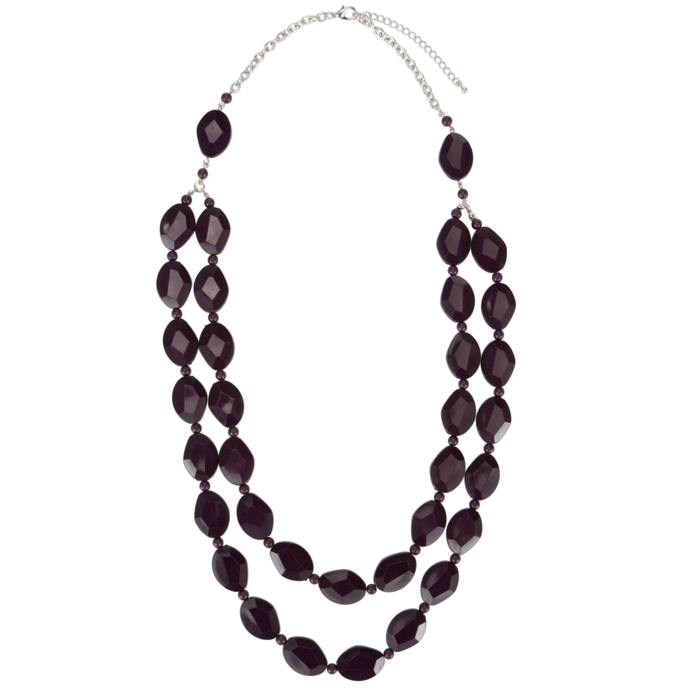 John Lewis Women Double Strand Multifaceted Bead Necklace, Purple