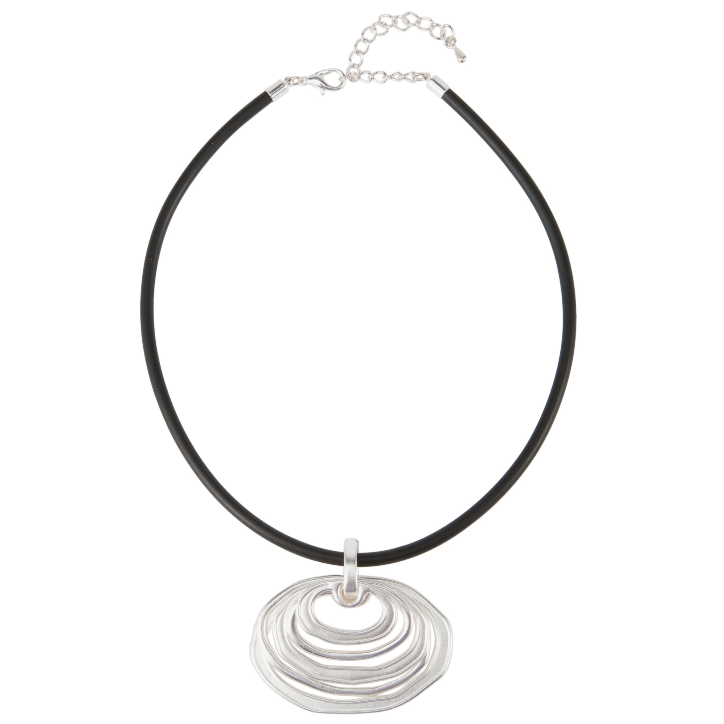 John Lewis Women Brushed Silver 5 Hoop Pendant Necklace, Silver