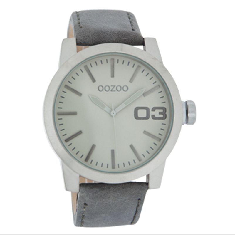 Oozoo C4137 Unisex Round Dial Grey Leather Strap Watch