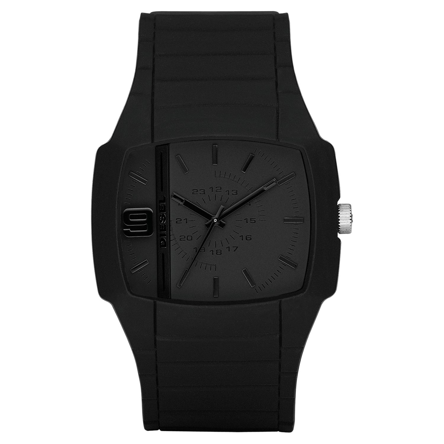 Diesel DZ1384 Unisex Black Square Rubber Strap Watch