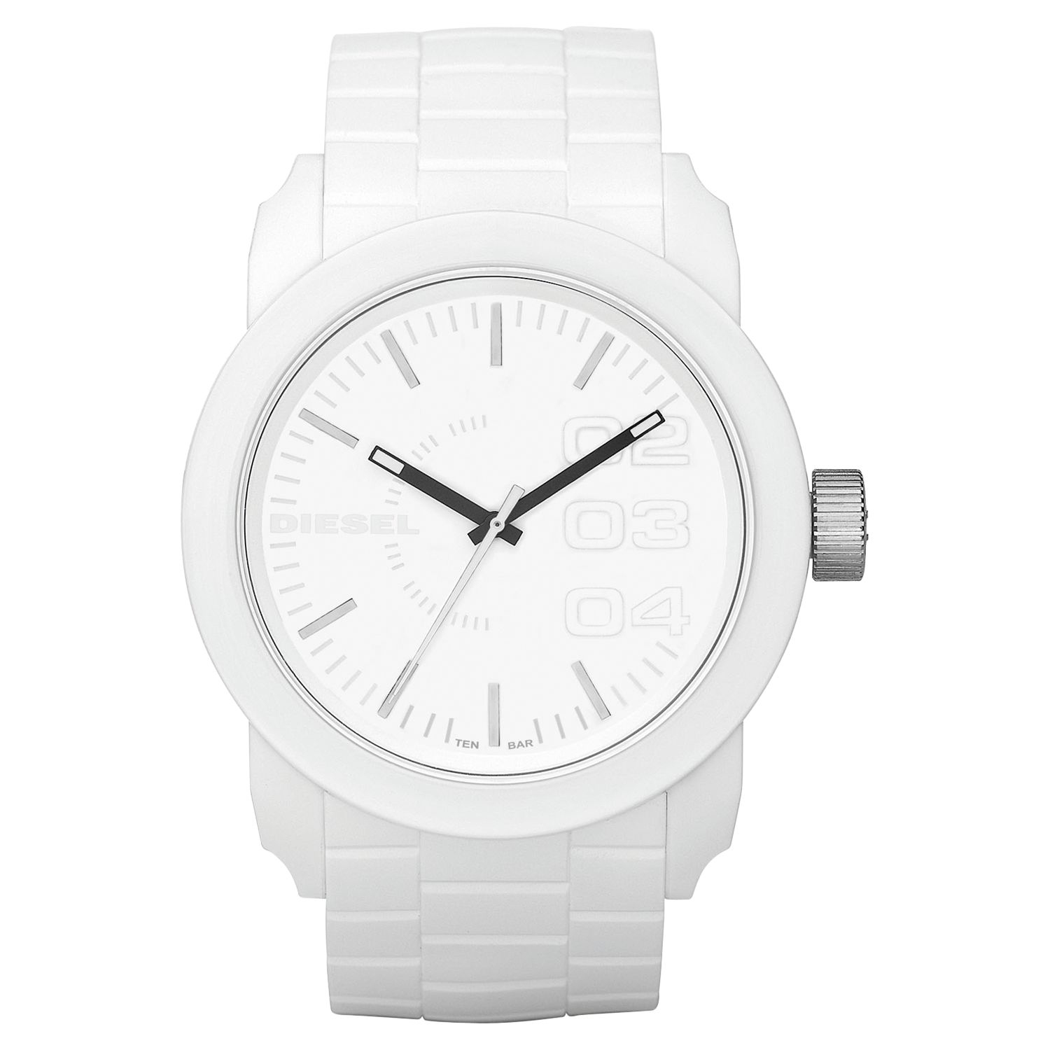 Diesel DZ1436 Young Blood Unisex White Round Rubber Strap Watch