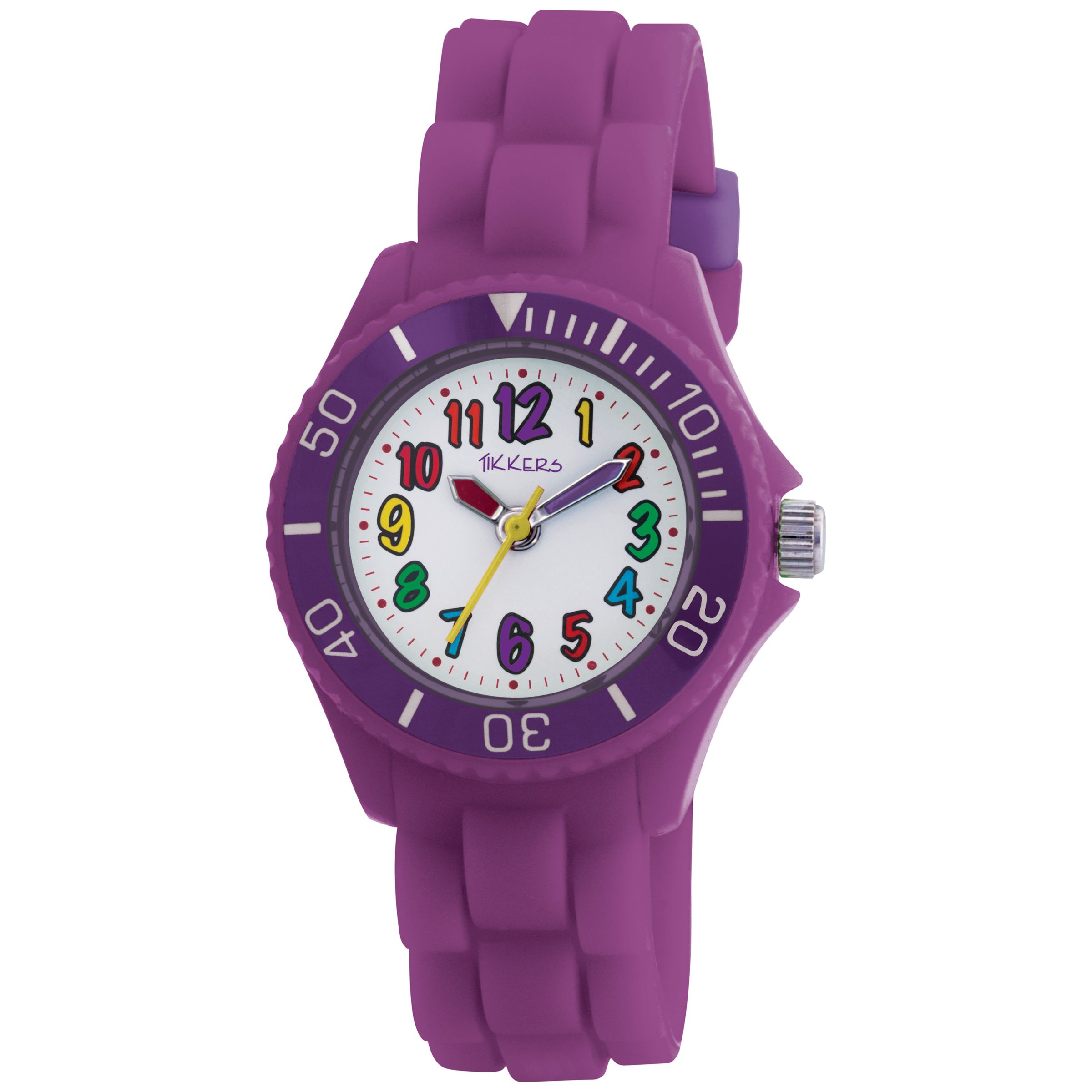 Tikkers TK0004 Kids Time Teacher Rubber Strap Watch, Purple