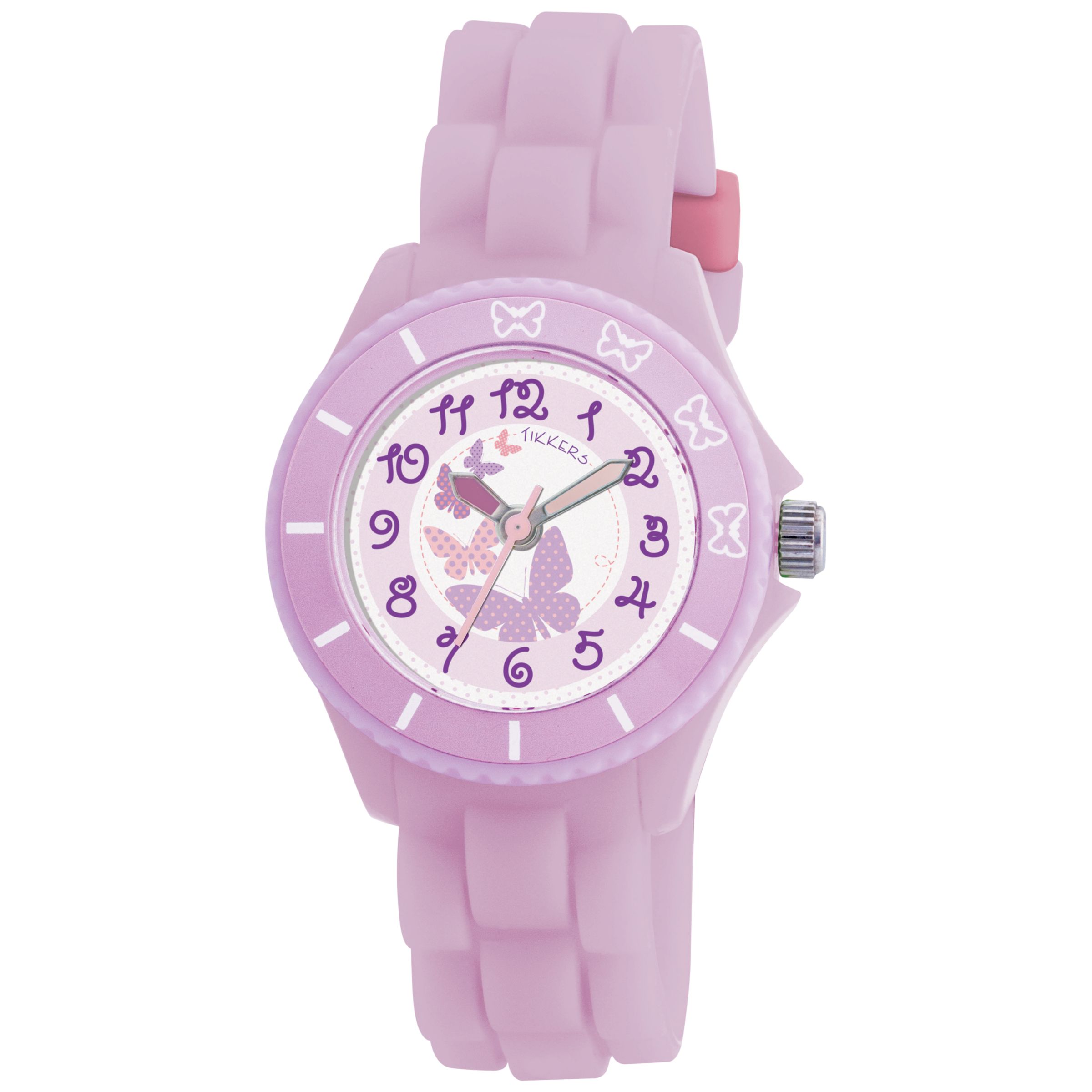 Tikkers TK0020 Kids Butterfly Rubber Strap Watch, Lavender