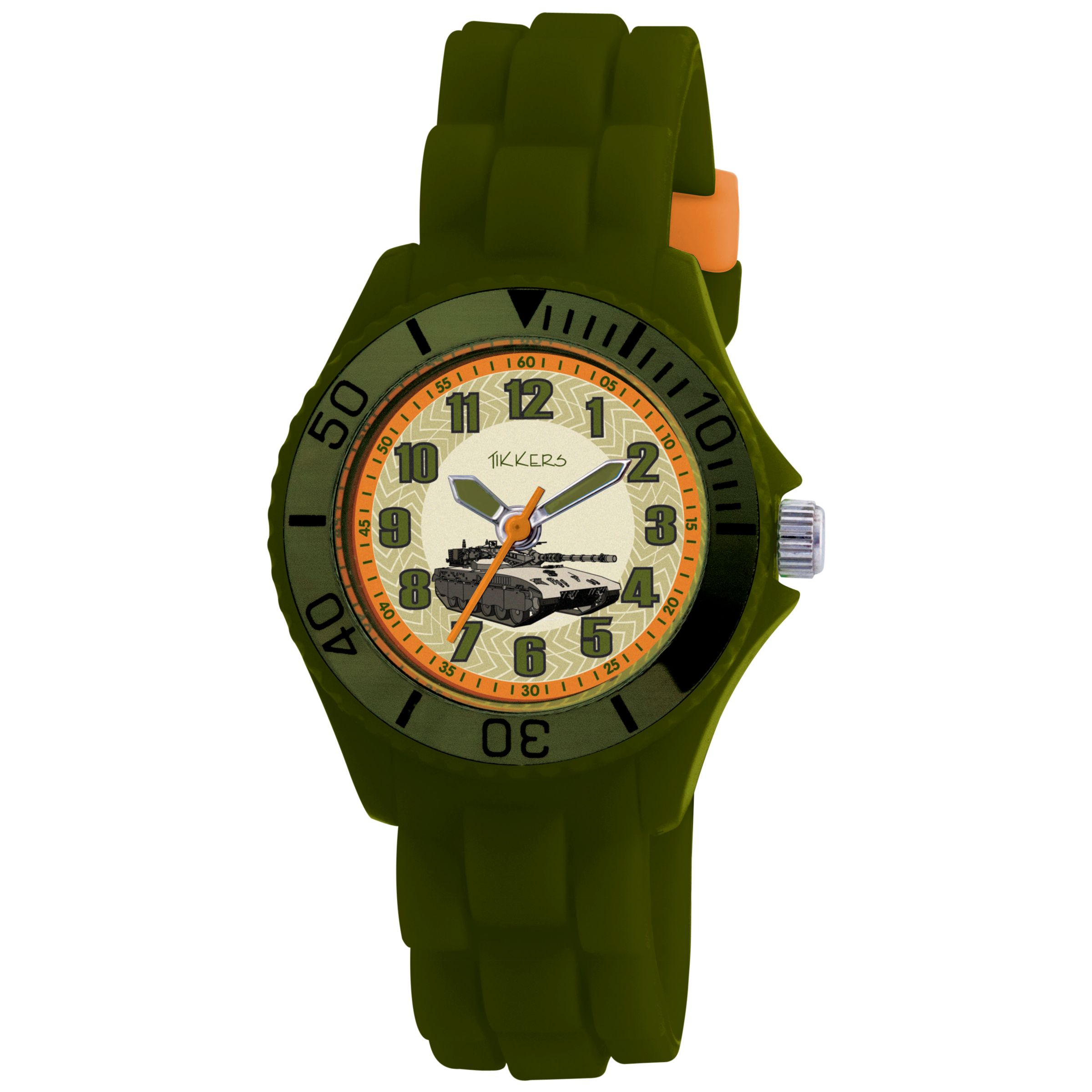 Tikkers TK0027 Kids Truck Rubber Strap Watch, Green