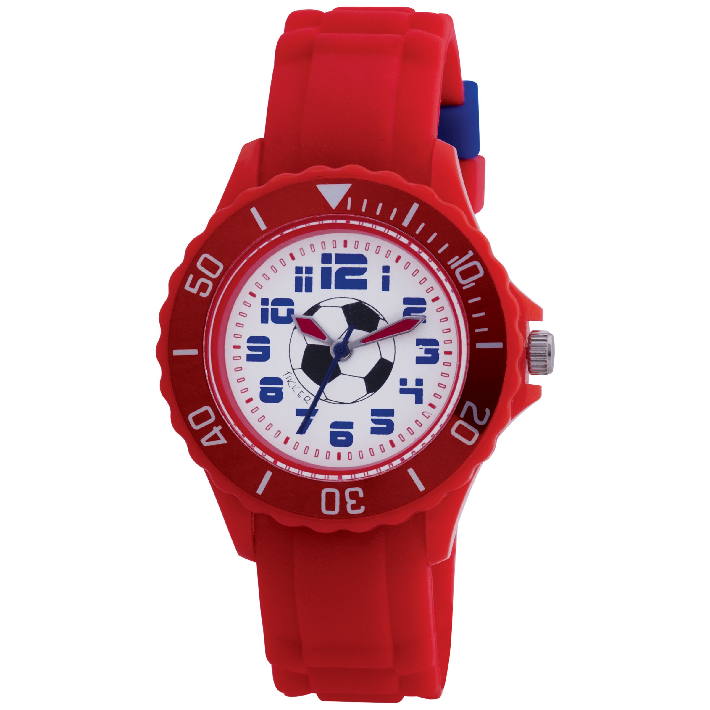 Tikkers TK0028 Kids Football Rubber Strap Watch, Red