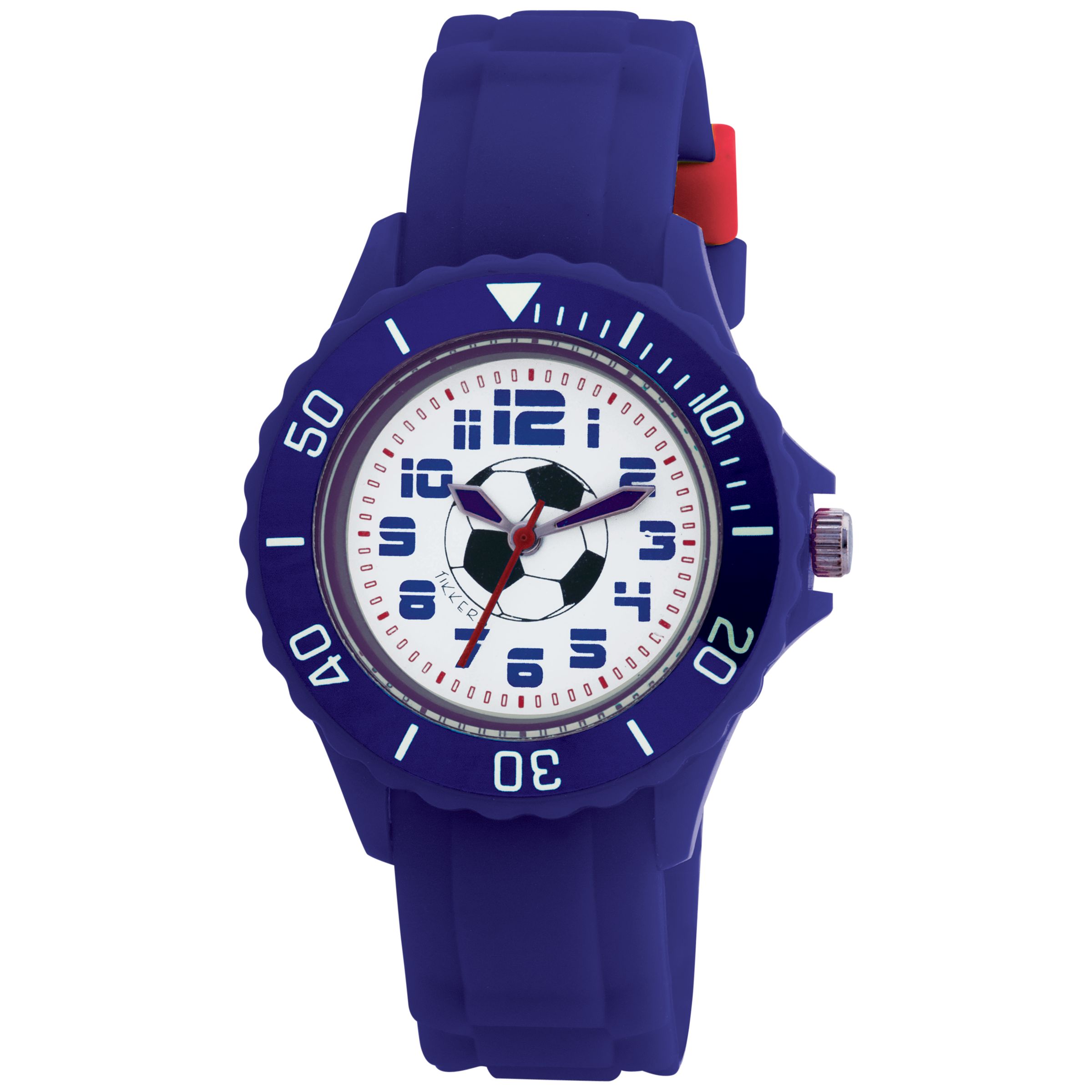 Tikkers TK0029 Kids Football Rubber Strap Watch, Blue