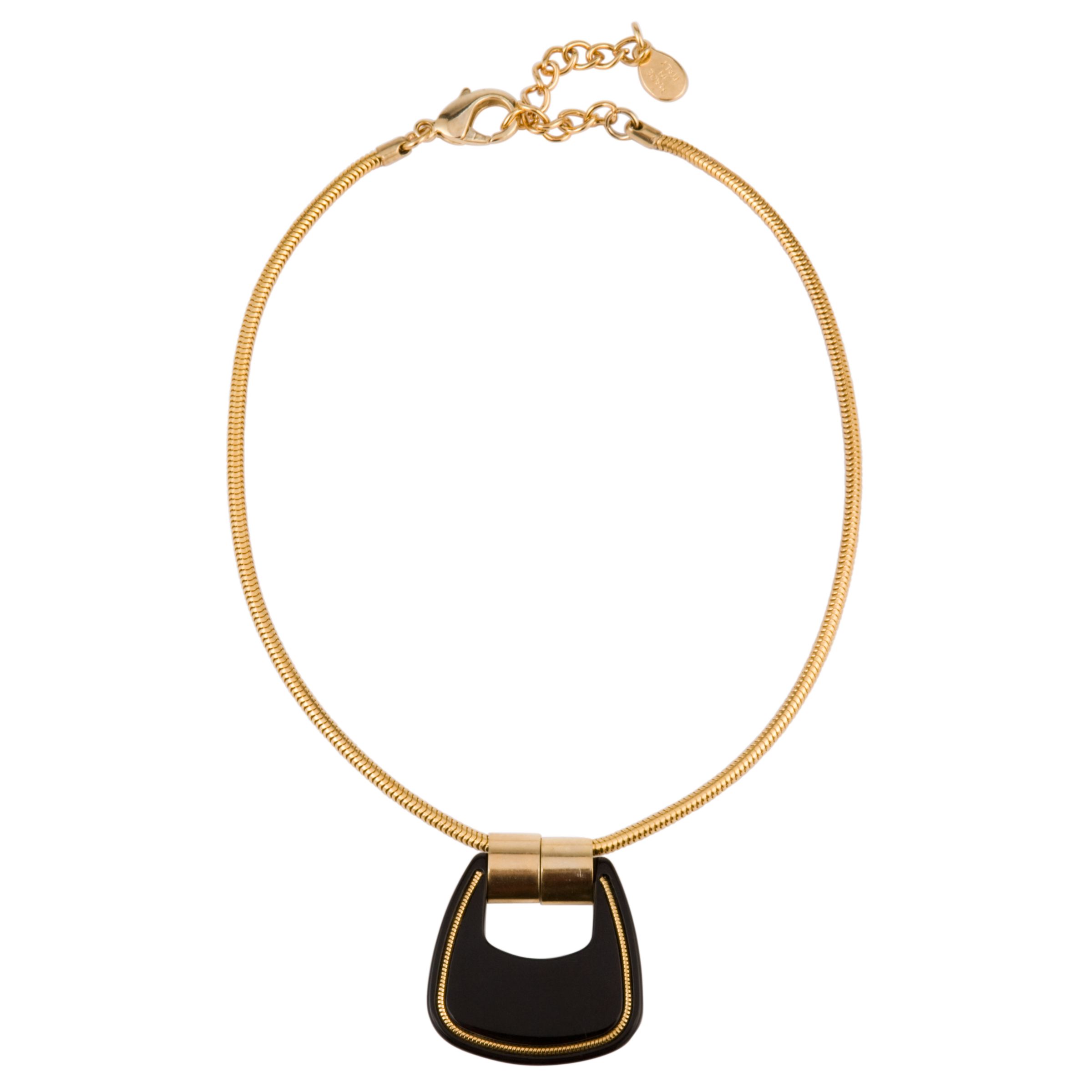 COLLECTION, John Lewis Women Acrylic Gold Chain Black Pendant Necklace