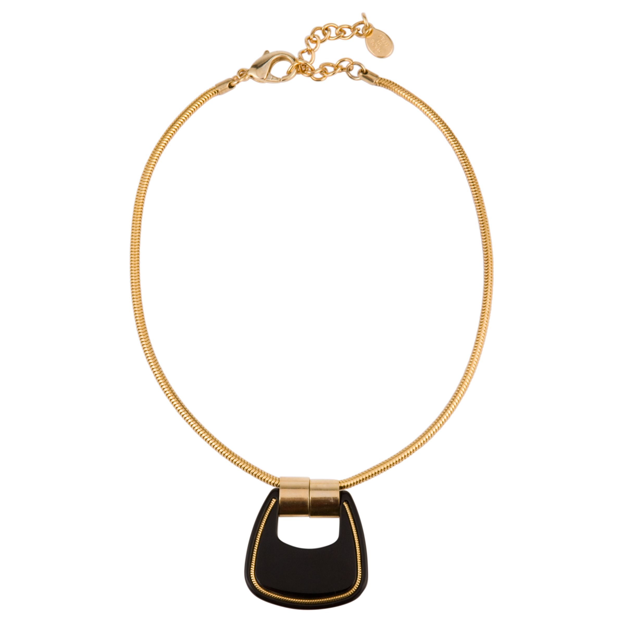 COLLECTION, John Lewis Women Acrylic Gold Chain Black Pendant Necklace