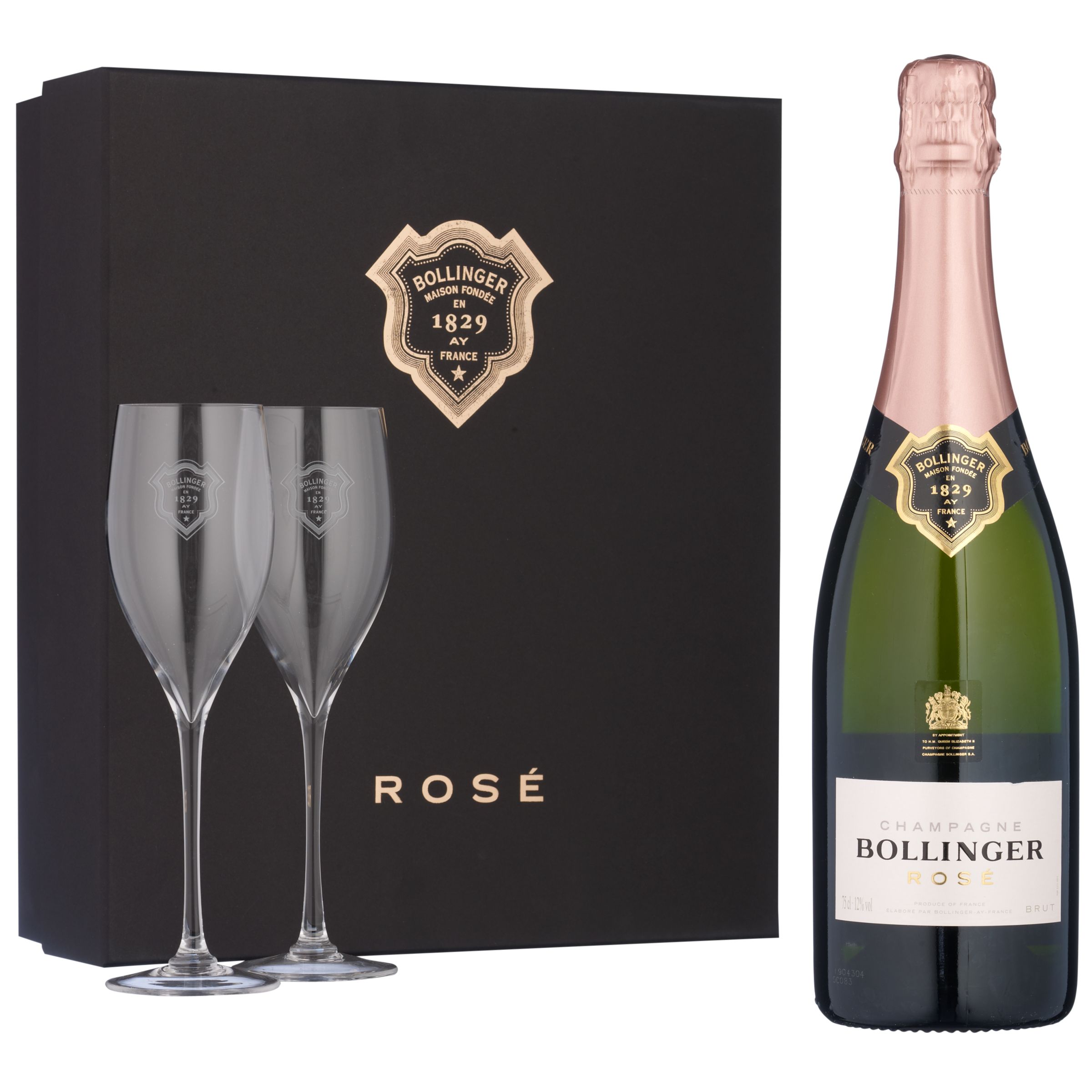 Bollinger Black Rose Champagne Gift Box With Glasses Set of 2