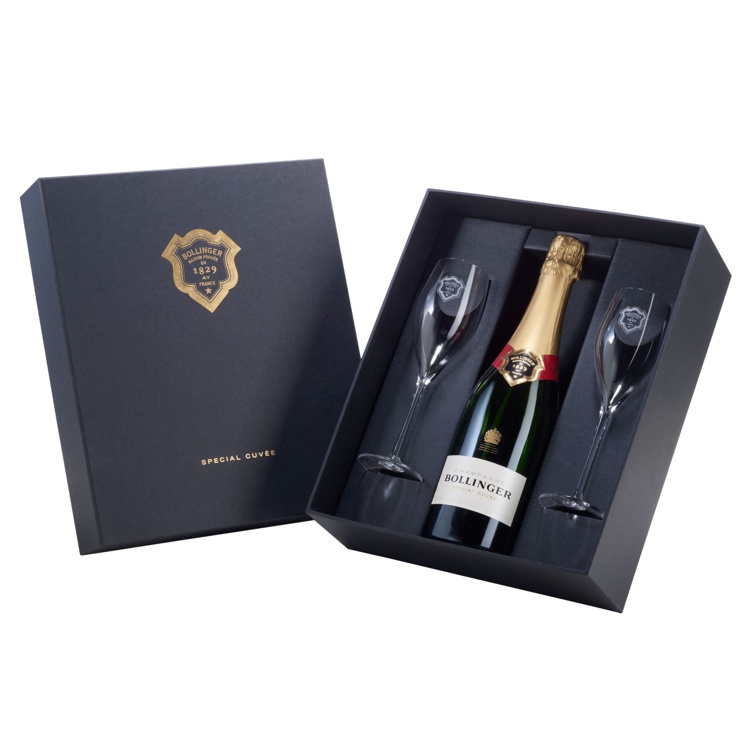 Bollinger Special Cuveacutee Champagne Gift Box With Set of 2 Glasses