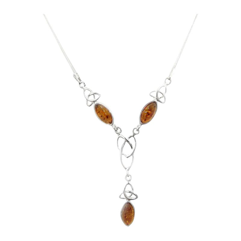 Goldmajor Amber Silver Y Collar Necklace