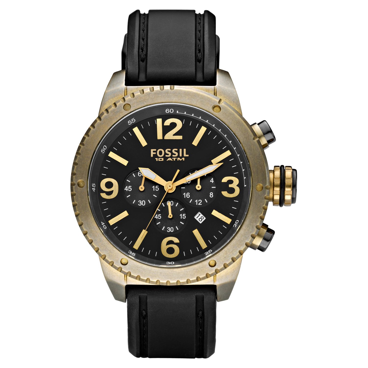 Fossil DE5007 Mens Vintaged Bronze Chronograph Leather Strap Watch