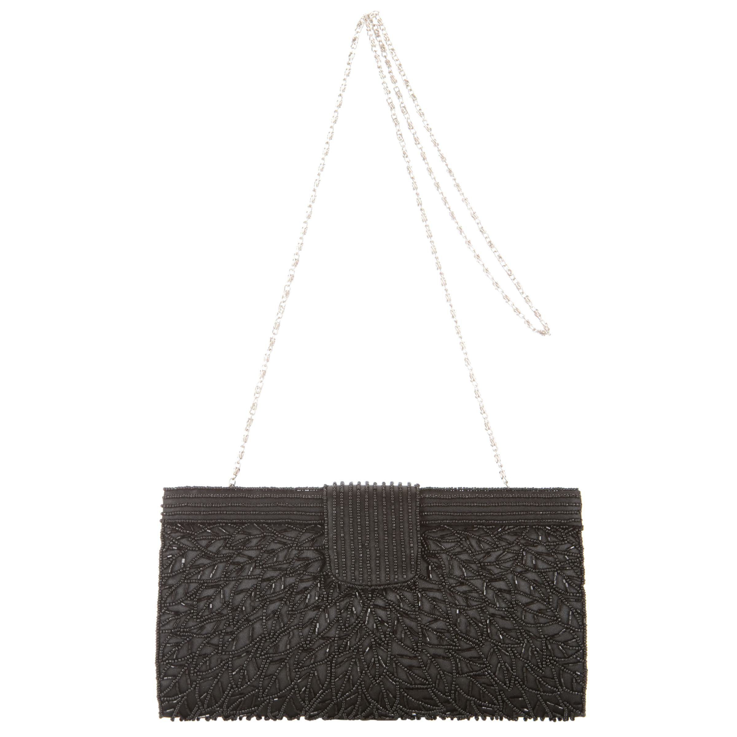 John Lewis Women Krissy Herringbone Beaded Clutch, Black