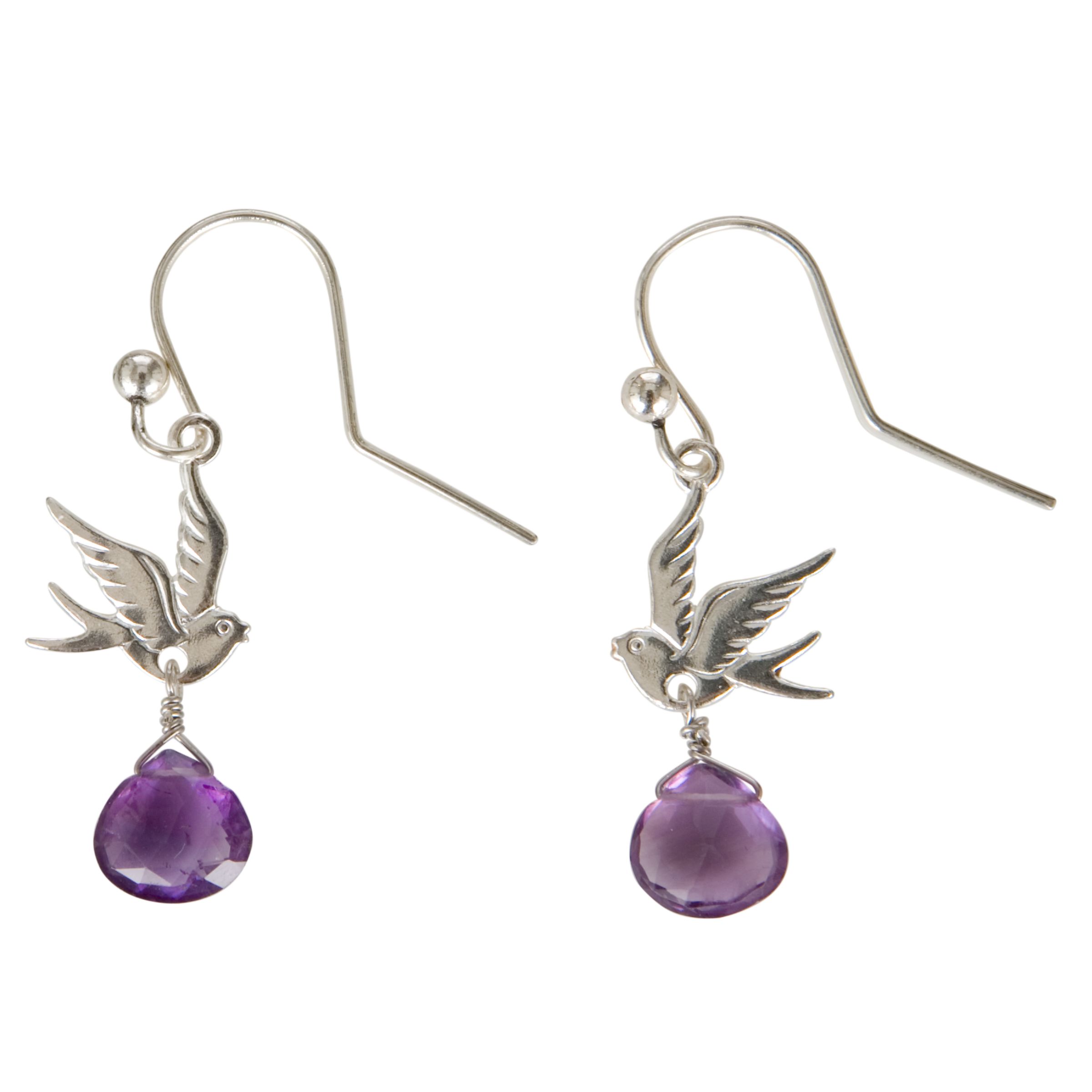 Assya Sterling Silver Dove Drop Stone Earrings,