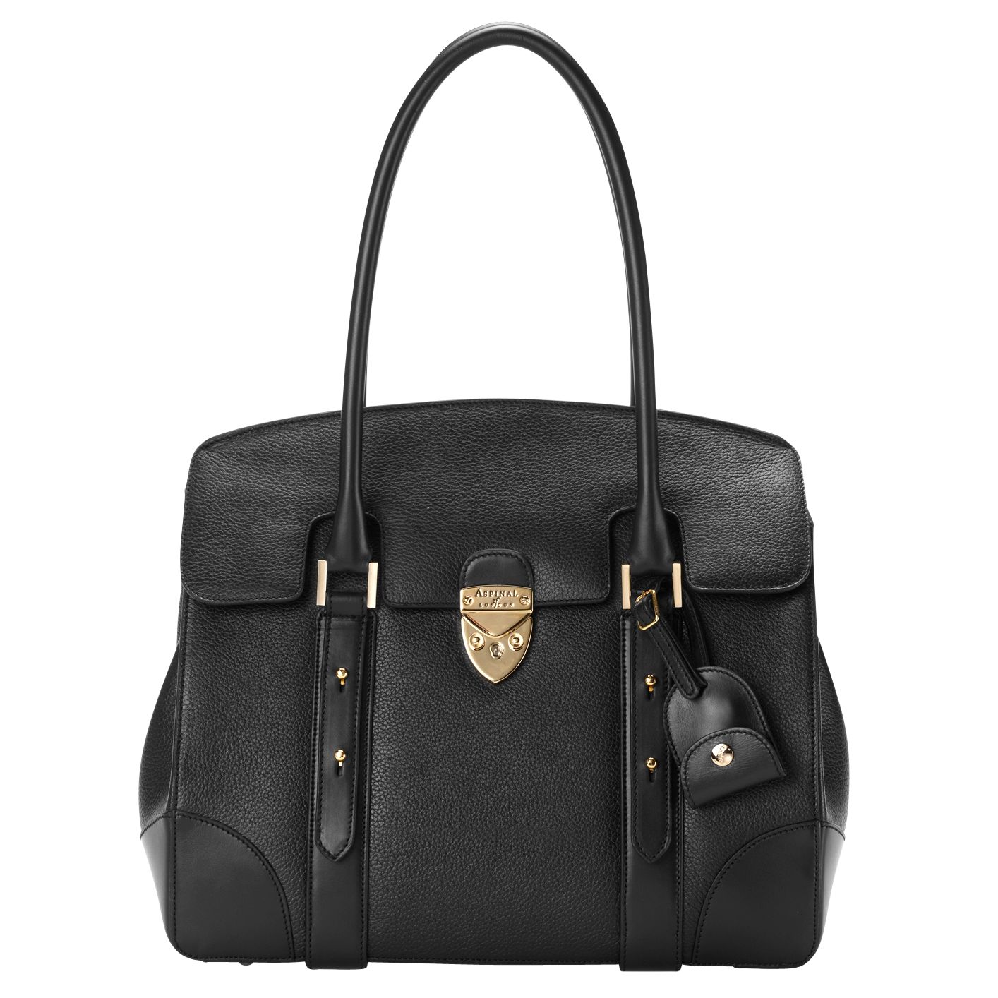 Aspinal of London Small Berkeley Leather Satchel Handbag, Black