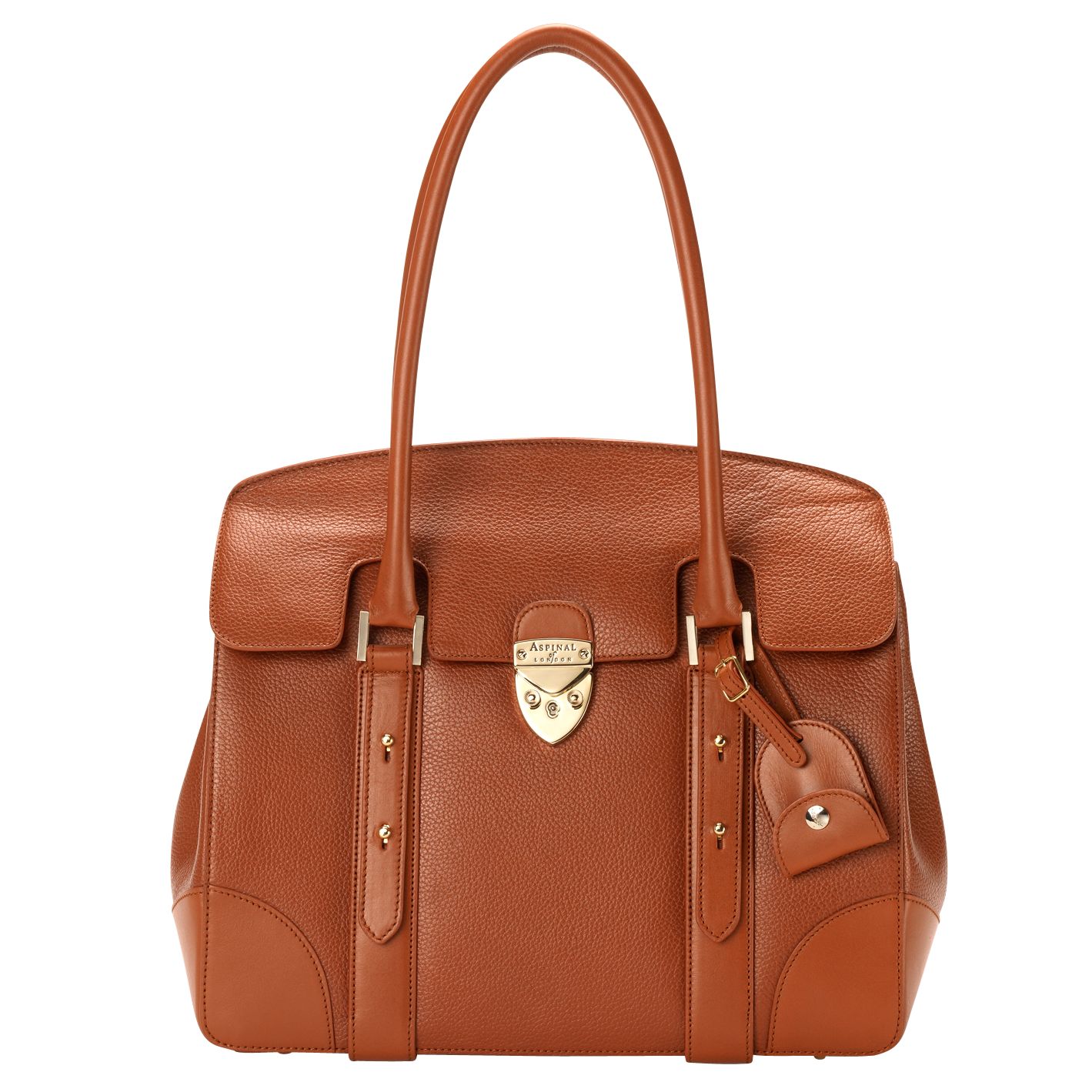 Aspinal of London Small Berkeley Leather Satchel Handbag, Tan