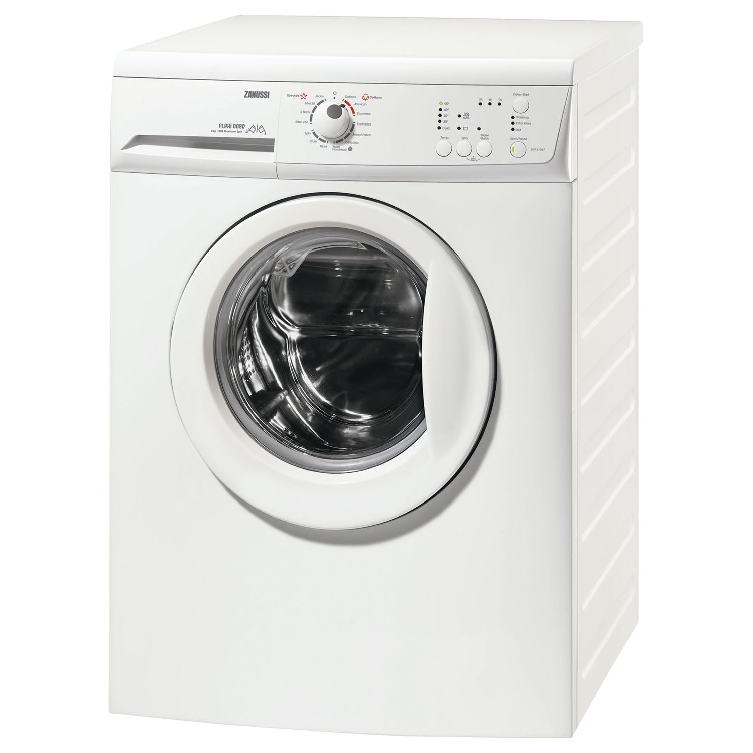 Zanussi ZWF6100P Slimdepth Washing Machine, 6kg Load, A+++ Energy Rating, 1000rpm Spin, White at John Lewis