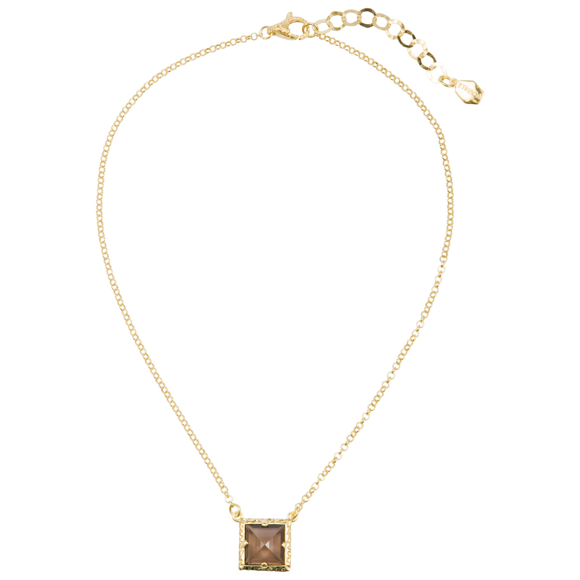 Etrusca 18ct Gold Plated Square Gemstone Pendant Necklace, Gold