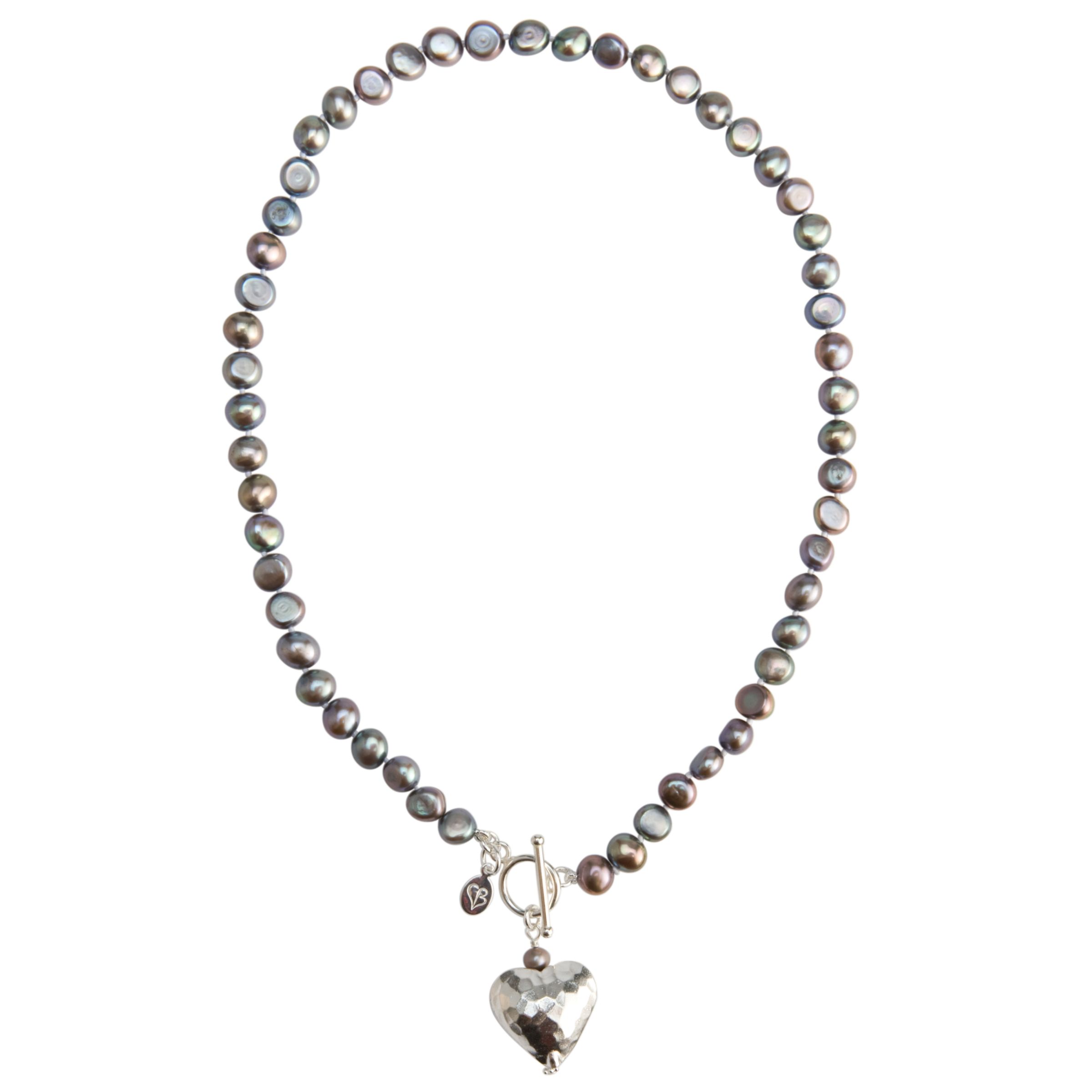 Claudia Bradby Battered Heart Pearl Necklace, Purple