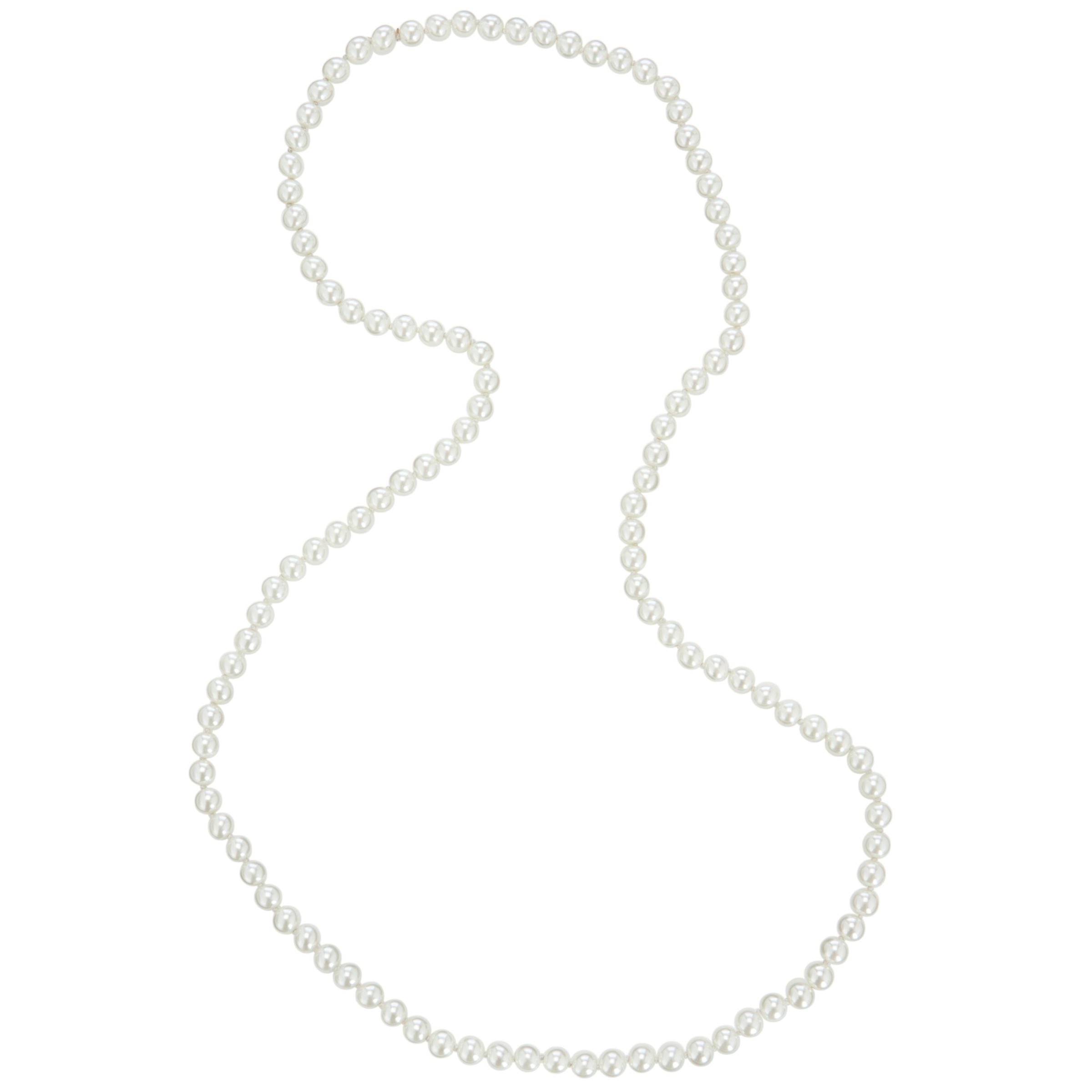 John Lewis Long Glass Pearl Necklace, Cream