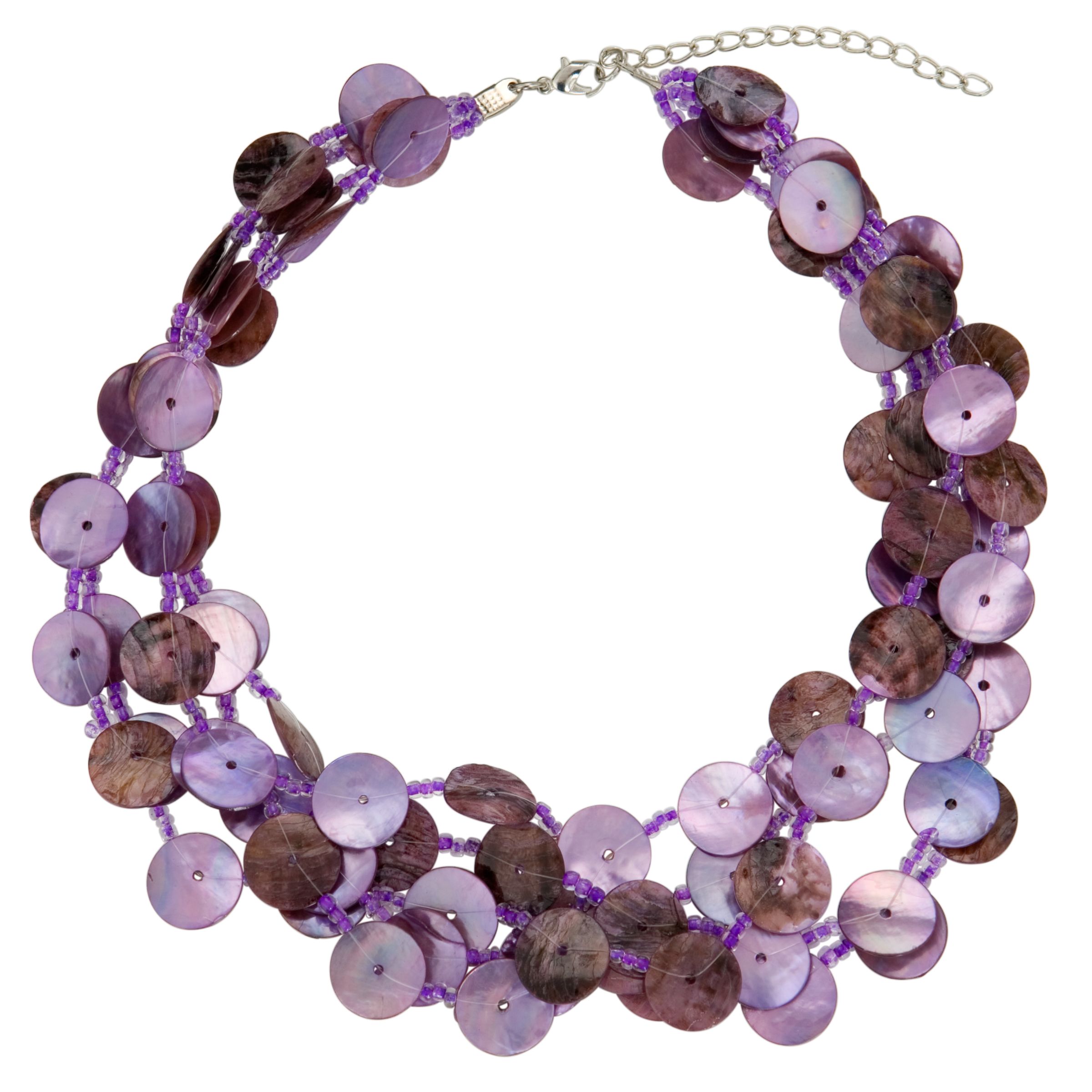 John Lewis Women Five Row Button Necklace, Purple