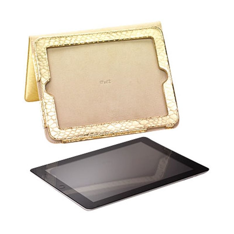 Aspinal of London Stand Up Leather Ipad Case, Gold at John Lewis