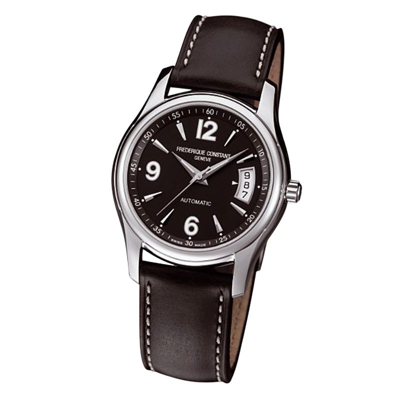 Frédérique Constant FC-303B4B26 Junior Automatic Black Dial Leather Strap Watch, Black