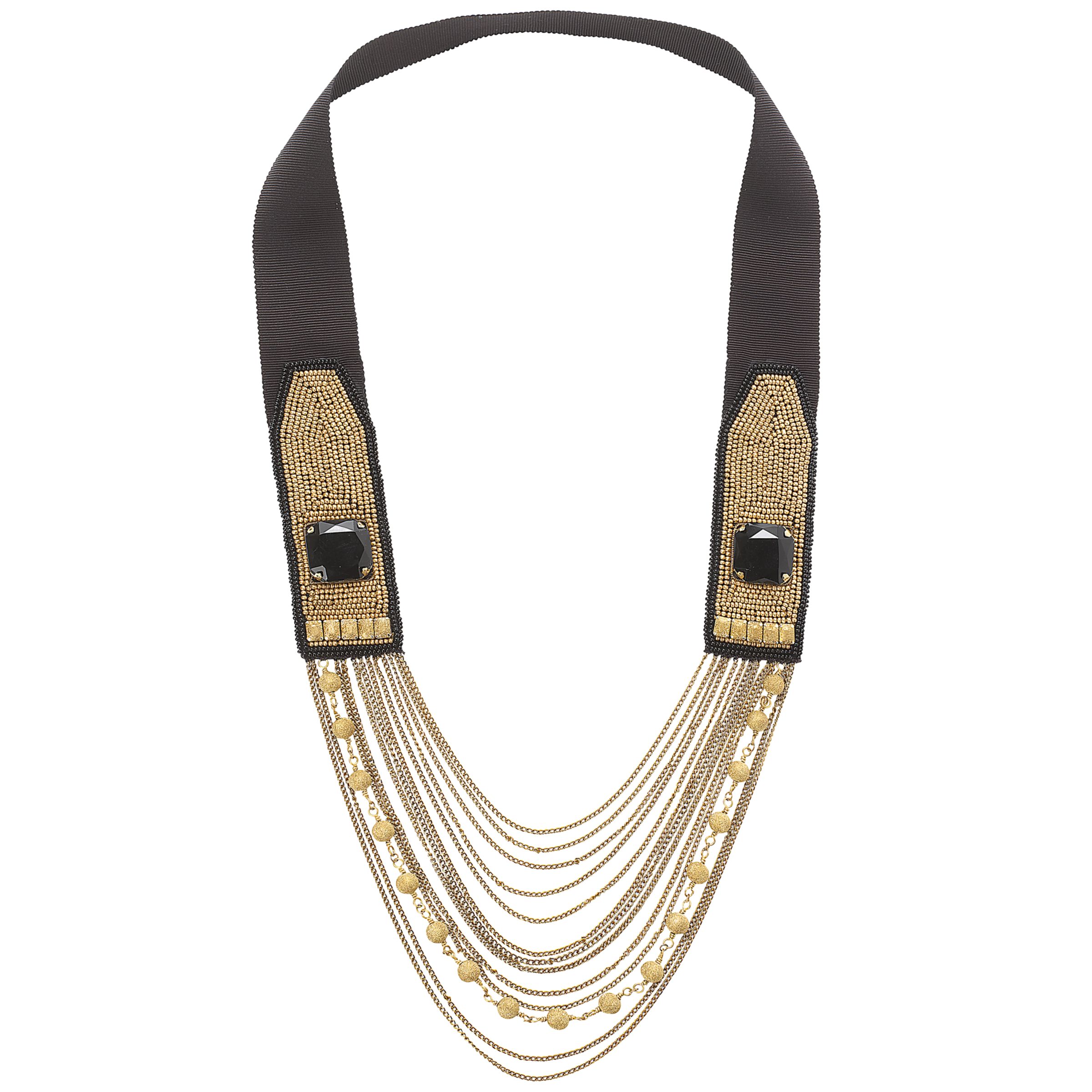 Fiona Paxton Maude Square Bead Multi Chain Necklace, Black/Gold