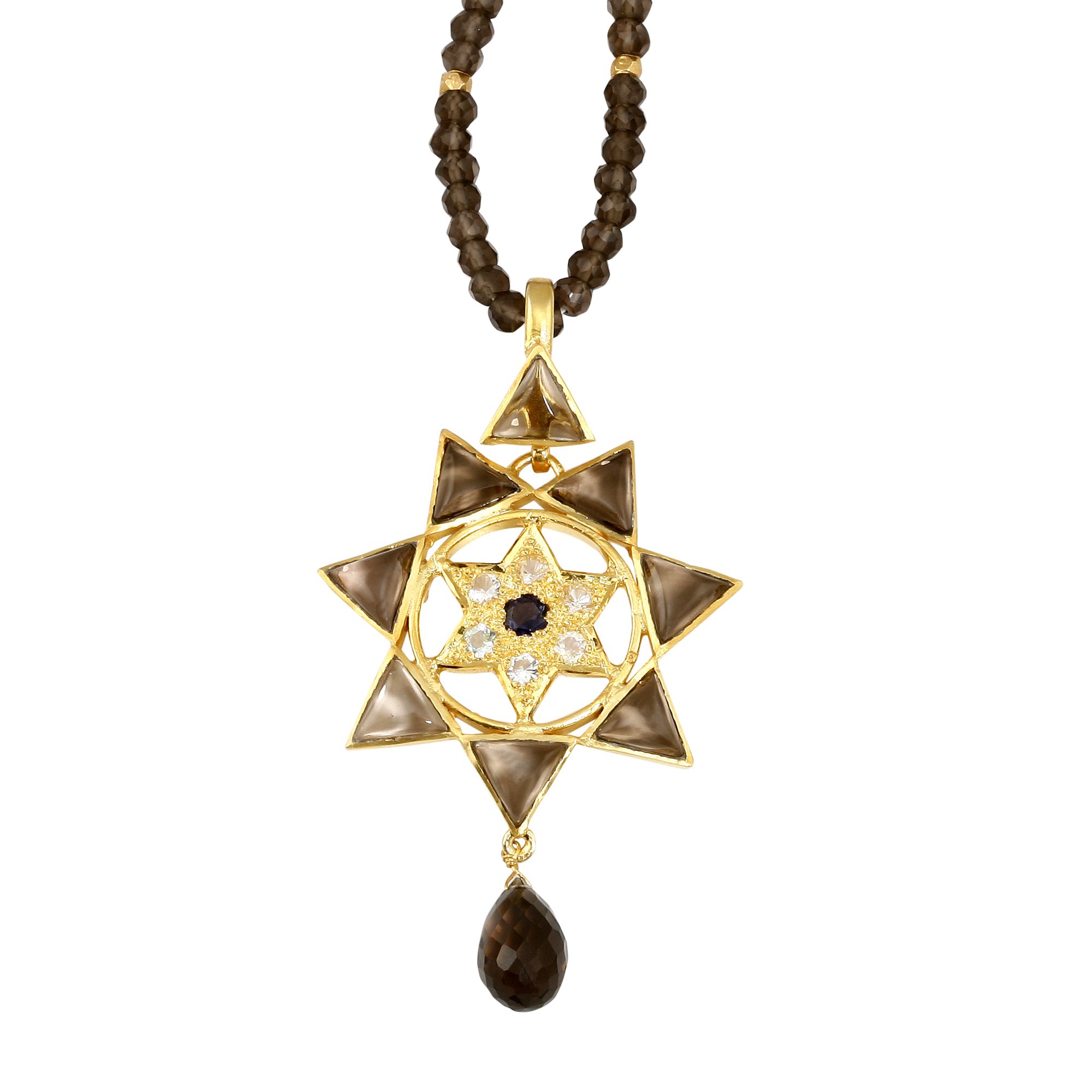 Emma Chapman Love Lakshmi Smokey Topaz Bead Pendant Necklace