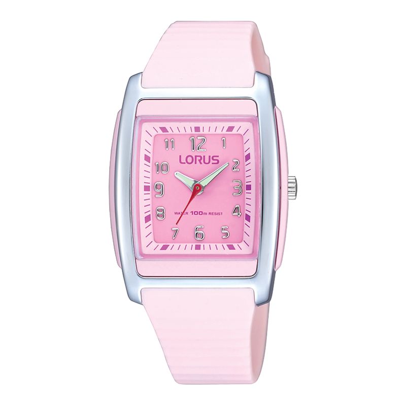 Lorus RRX89CX9 Kids Unisex Silicone Strap Watch, Pink