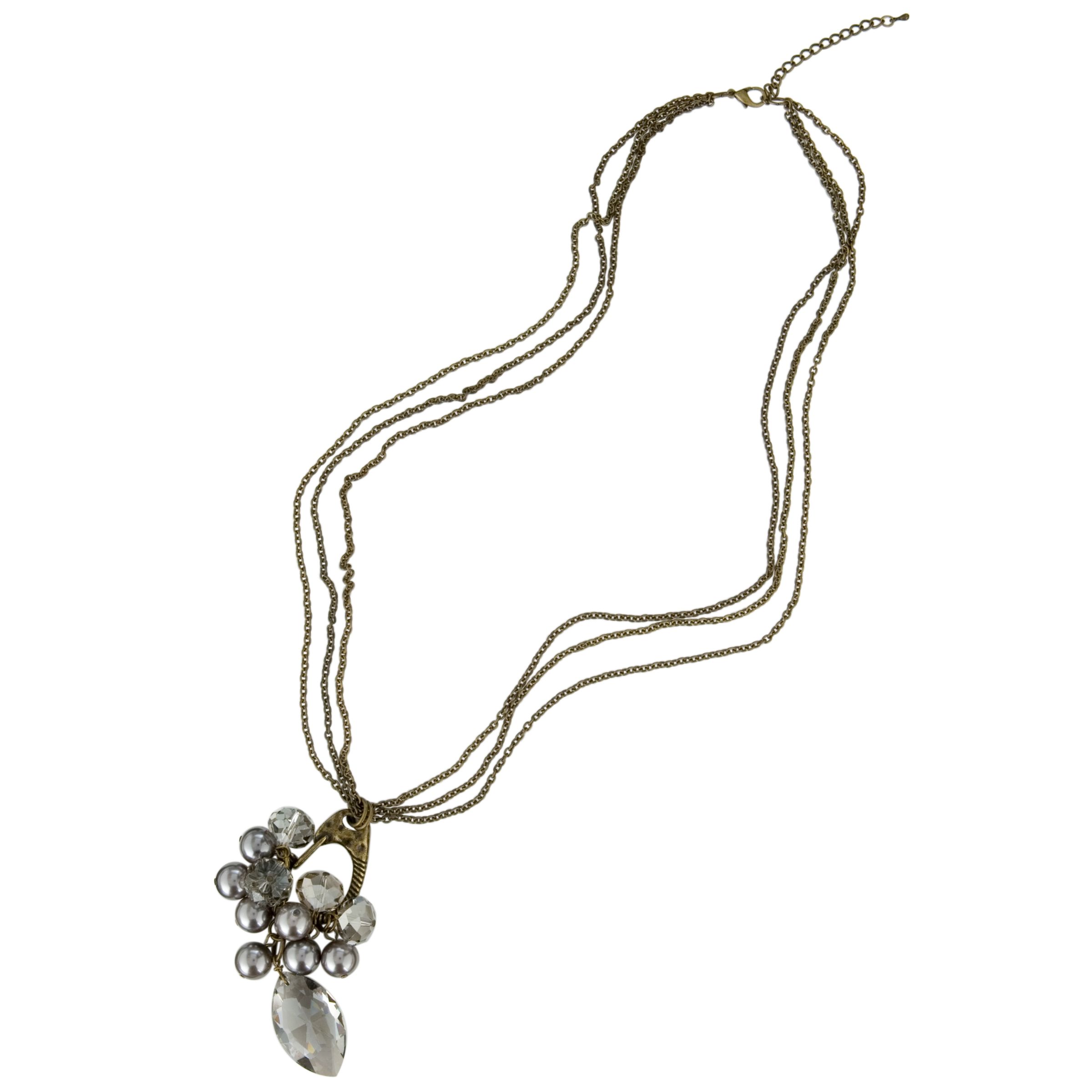 Adele Marie Antique Gold 3 Row Chain Pendant Necklace