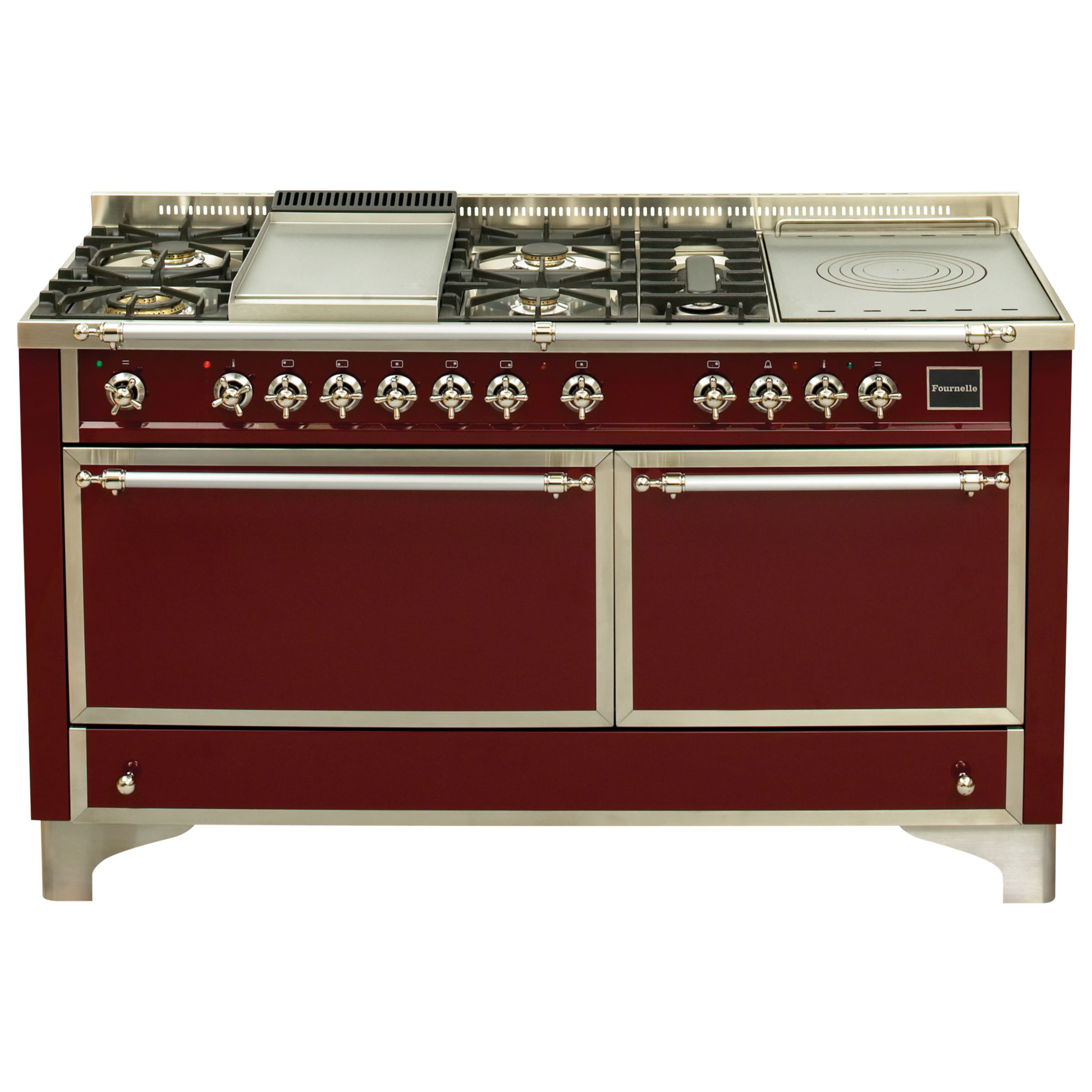 Fournelle Margaux Dual Fuel Range Cooker, Burgundy, QN150-FS-R at John Lewis