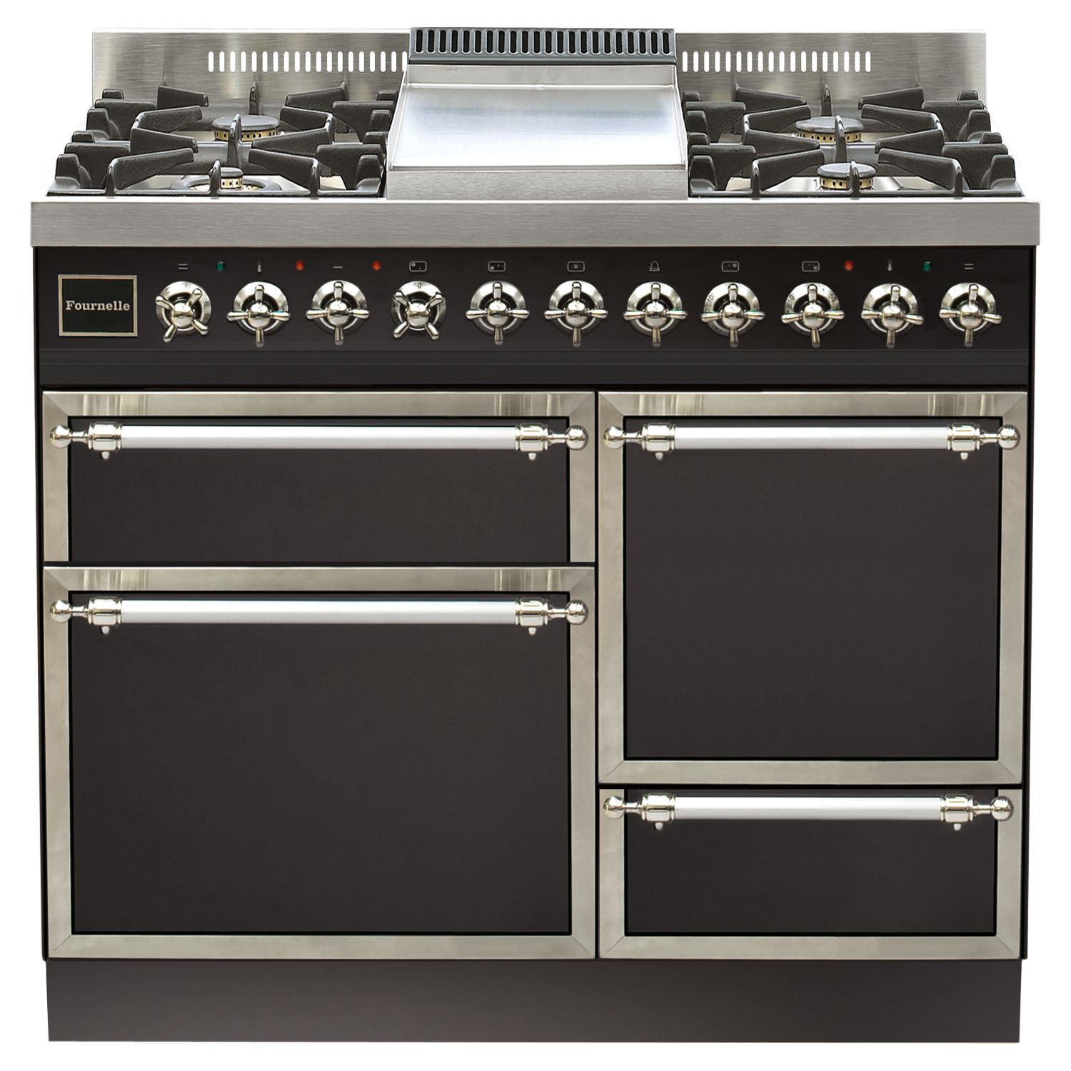 Fournelle Fronsac Dual Fuel Range Cooker, Black, QTN100-F-GRA at John Lewis