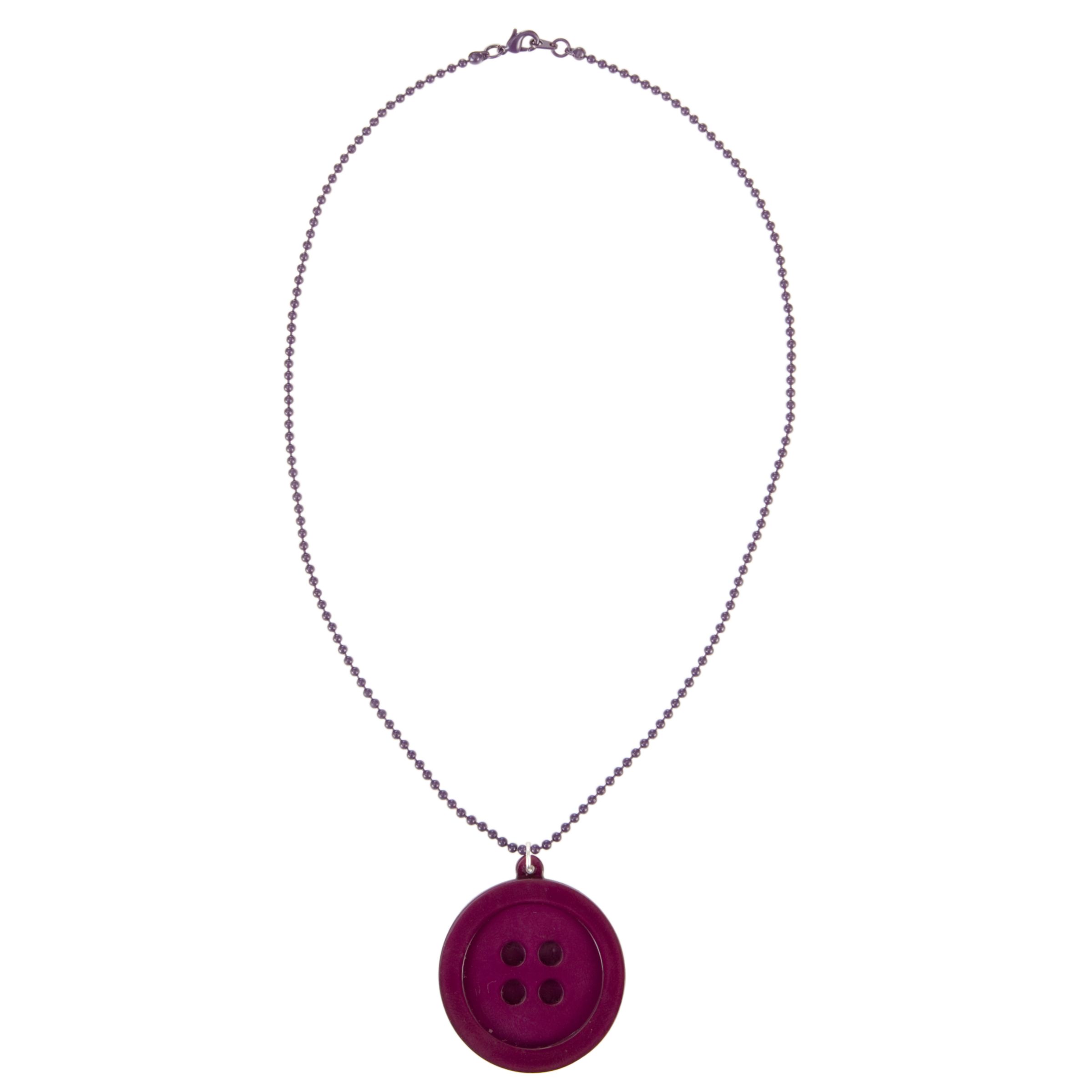 Big Baby Button Pendant Necklace, Purple
