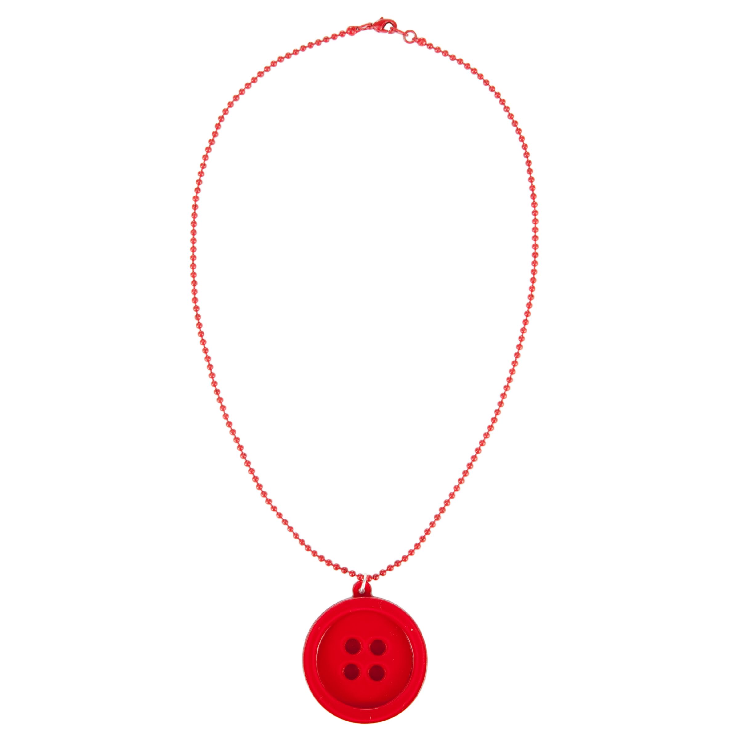 Big Baby Button Pendant Necklace, Red
