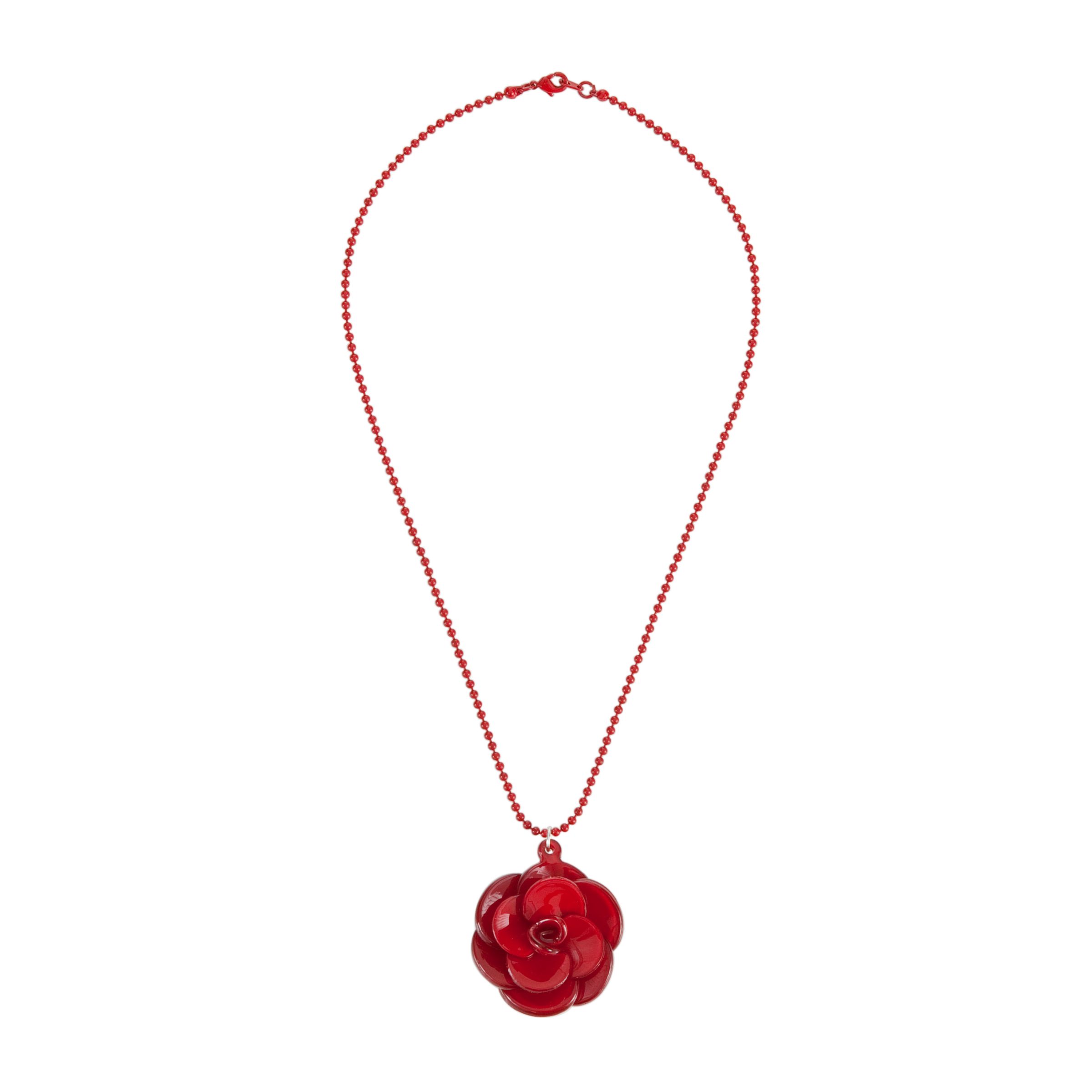 Big Baby Red Rose Necklace, Red