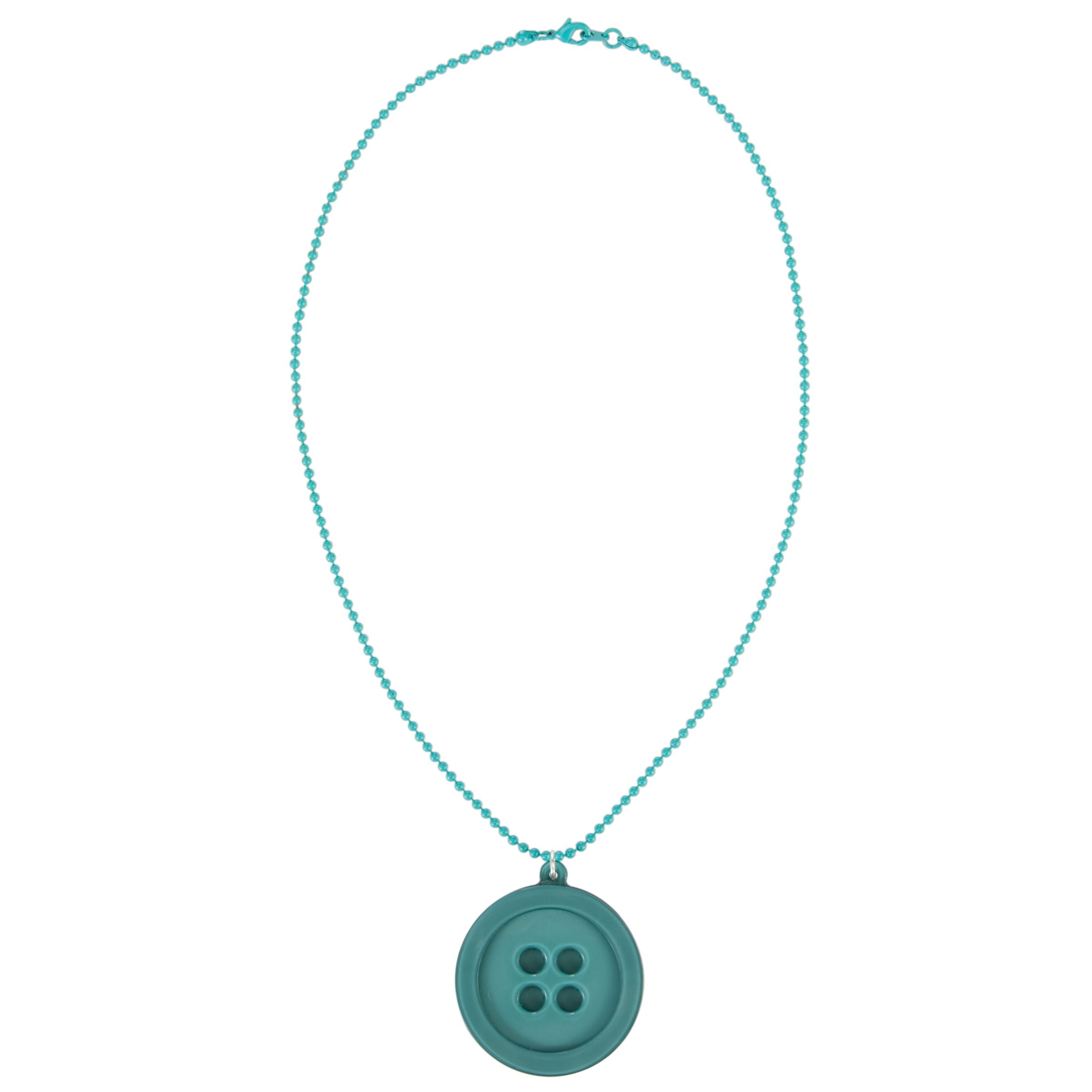 Big Baby Button Pendant Necklace, Teal