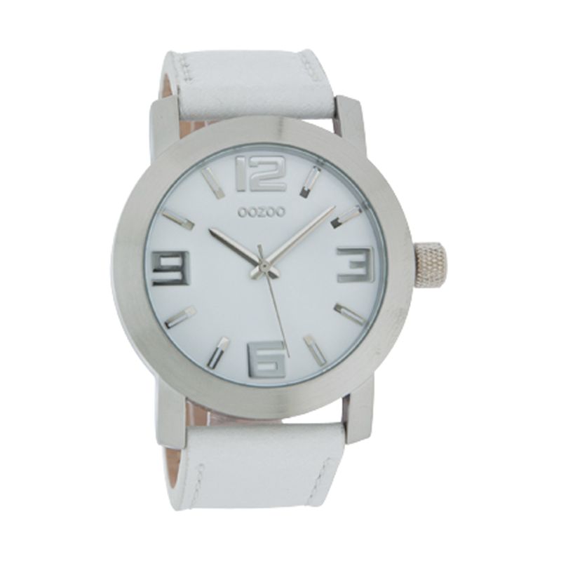 Oozoo C4040 Unisex White Dial Leather Strap Watch