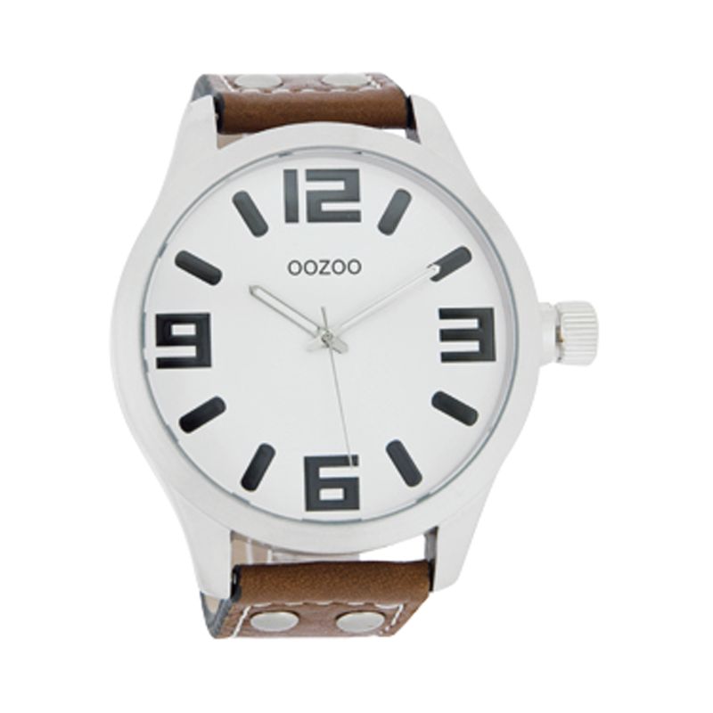 Oozoo C4052 Unisex Round Dial Brown Leather Strap Watch