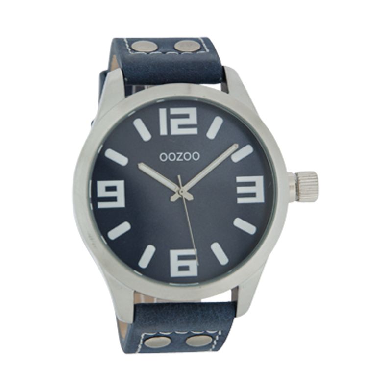 Oozoo C4067 Unisex Blue Round Dial Leather Strap Watch