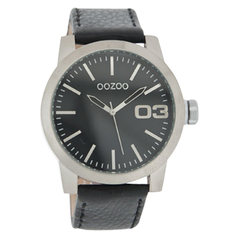 Oozoo C4139 Unisex Black Round Dial Leather Strap Watch