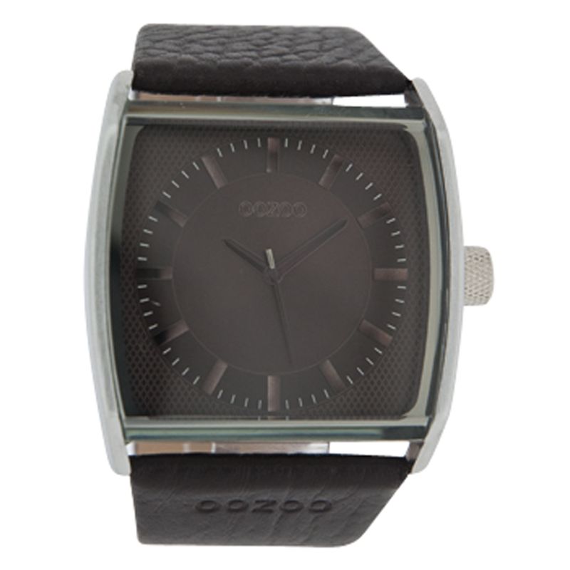 Oozoo C4143 Unisex Black Square Leather Strap Watch