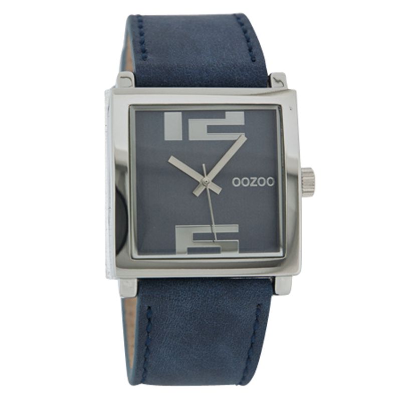 Oozoo C4203 Unisex Blue Square Dial Leather Strap Watch